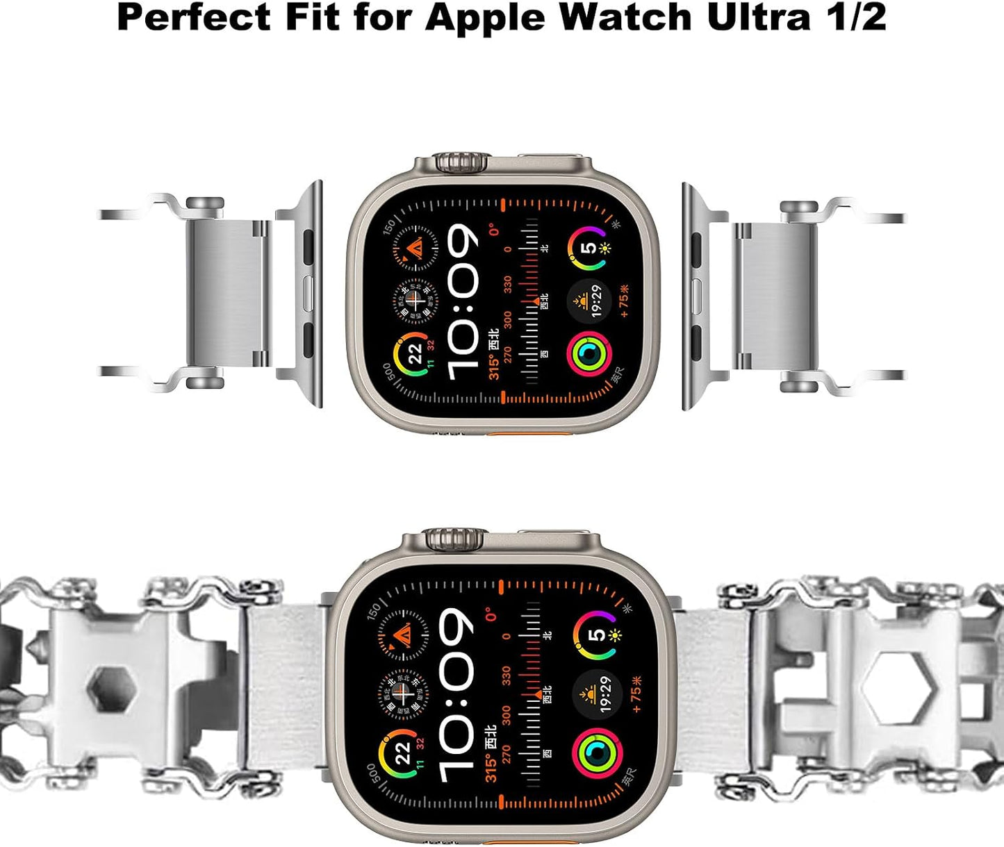 29 1 1&2, in Multitools Stainless Steel Tool Wearable Bracelet for Men Compatible for Apple Watch Ultra Survival