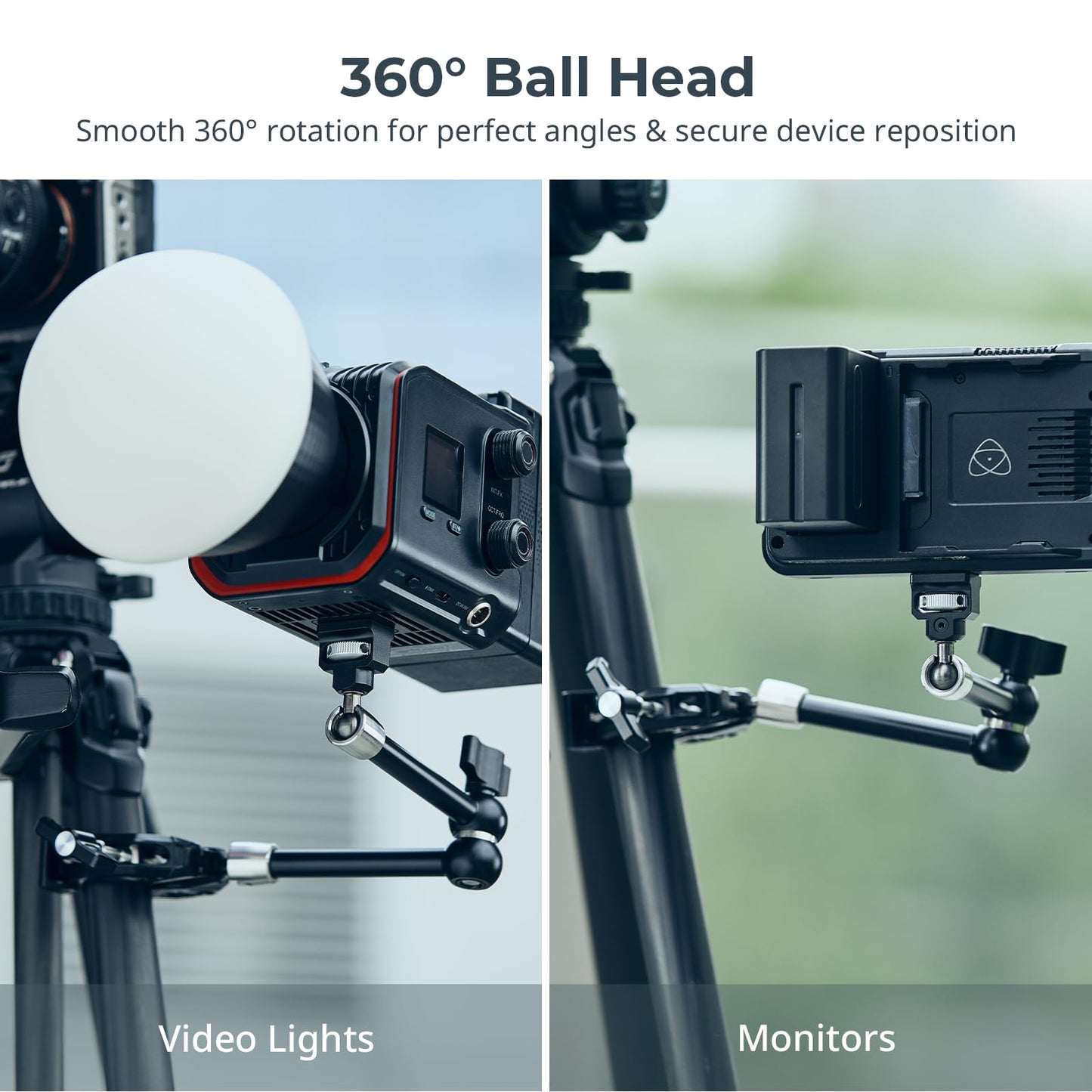 SMALLRIG 12.9 Inches Magic Arm Clamp, with 1/4'' Screw & Anti-Deflection Retractable Pin, Clamp Mount for GoPro/for Insta360 /for DJI Action/for DSLR/for Light/for Monitor/for Phone - 5312