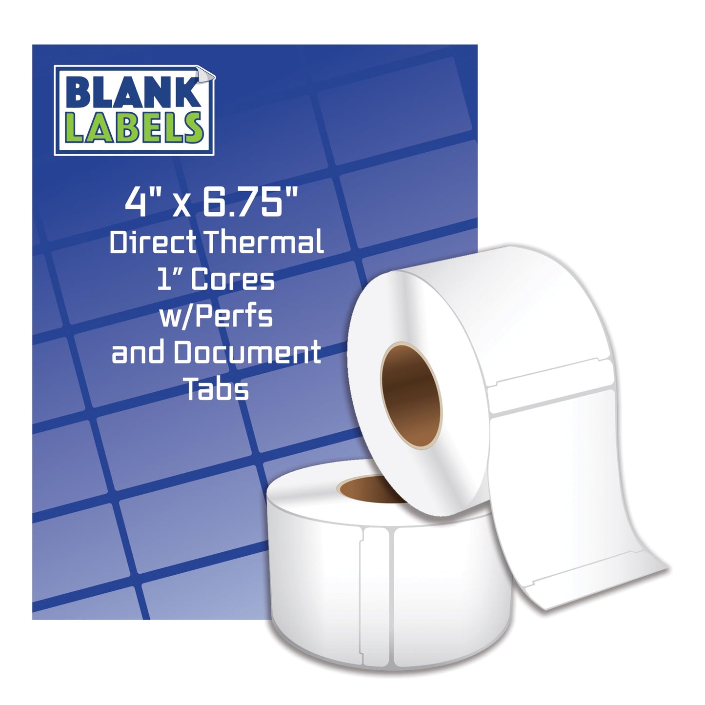 Blank Labels Shipping and Printer Labels 4" X 6.75" Thermal Transfer Label on 1" Cores with NO Perforations Between Labels | 250 Label Per Roll | Matte White 16 Rolls Total | 4,000 Label | Made in USA