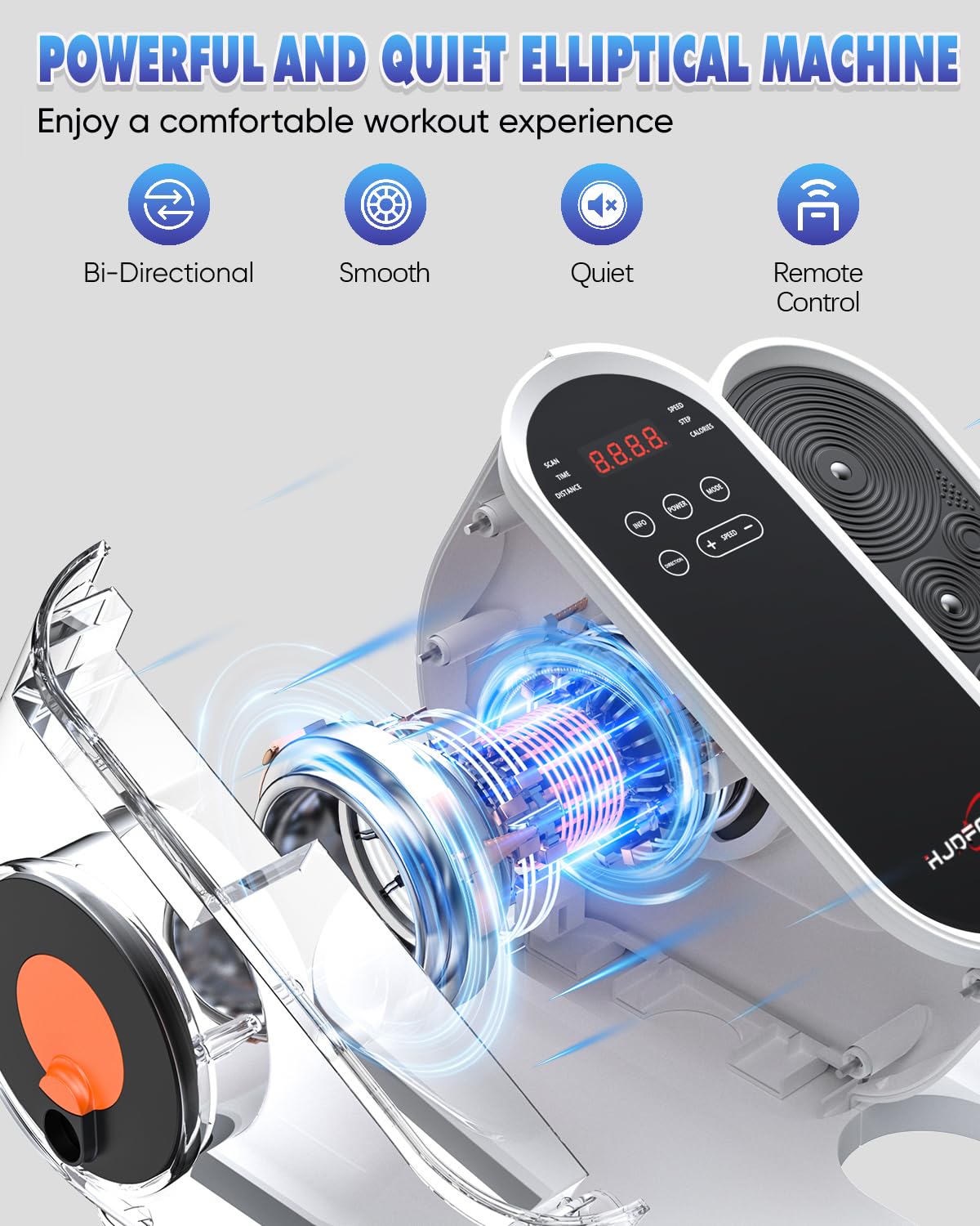HJDFGSS Under Desk Elliptical Machine, Electric Leg Exerciser While Sitting for Seniors with Remote Control, Quiet Portable Seated Pedal Exerciser, Auto & Manual Mode, 10 Speeds for Home Office（White）