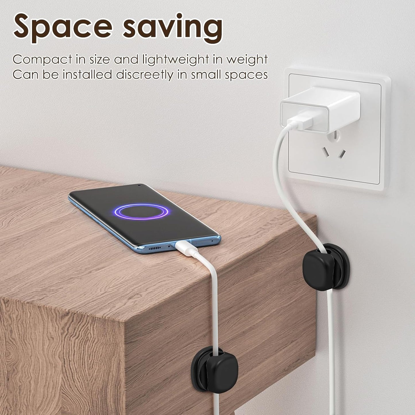BETIMFAN 12Pack Cord Organizer, Spring Cable Holder Clips, Desk Cord Management Clips, Adjustable Phone Charger Cable