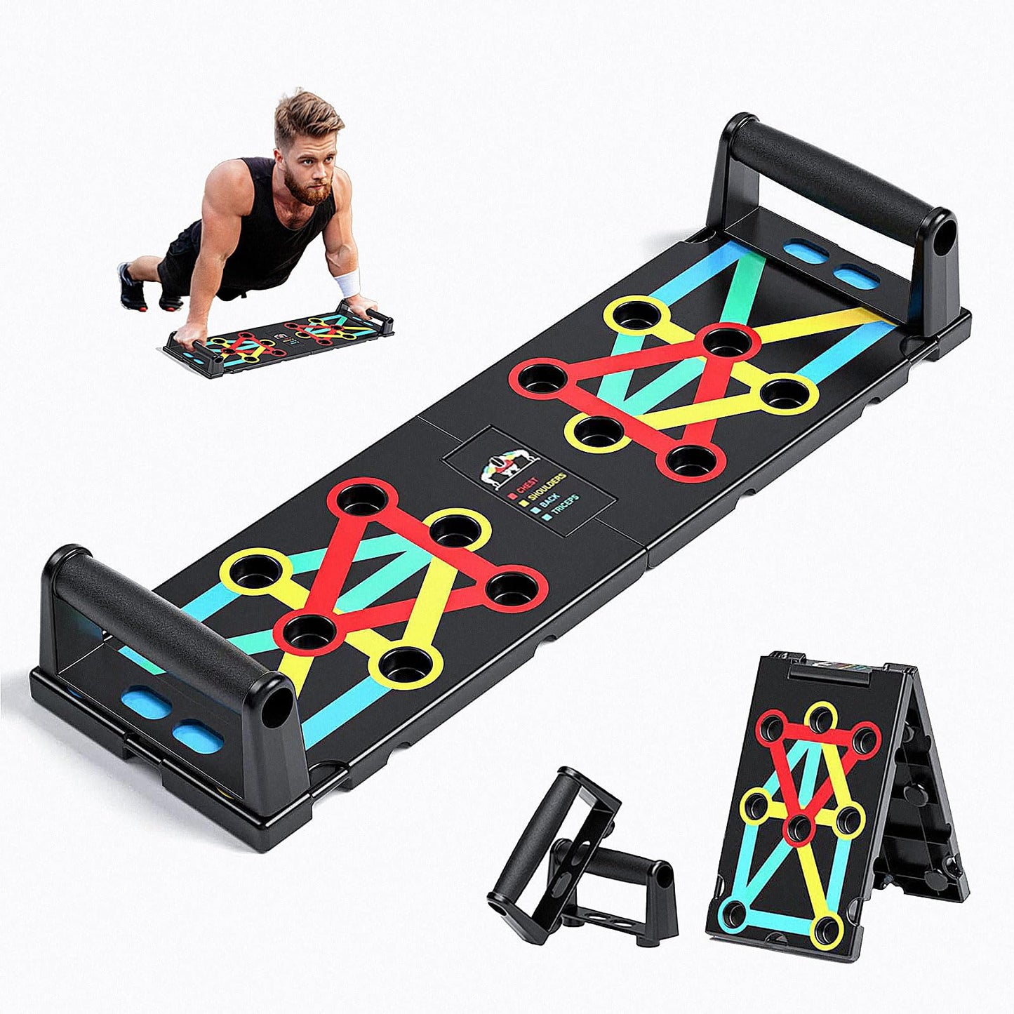 Push Up Board Exercise & Fitness Portable Foldable Strength Training Pushup Stands Home Workout Equipment Multi-Functional Fitness Floor Chest Muscle Exercise for Man and Women