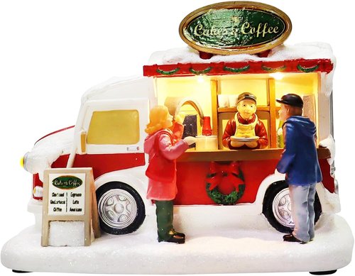 **MOMENTS IN TIME Christmas Village LED Food Truck Scene - Hand-Painted Holiday Tabletop Décor**