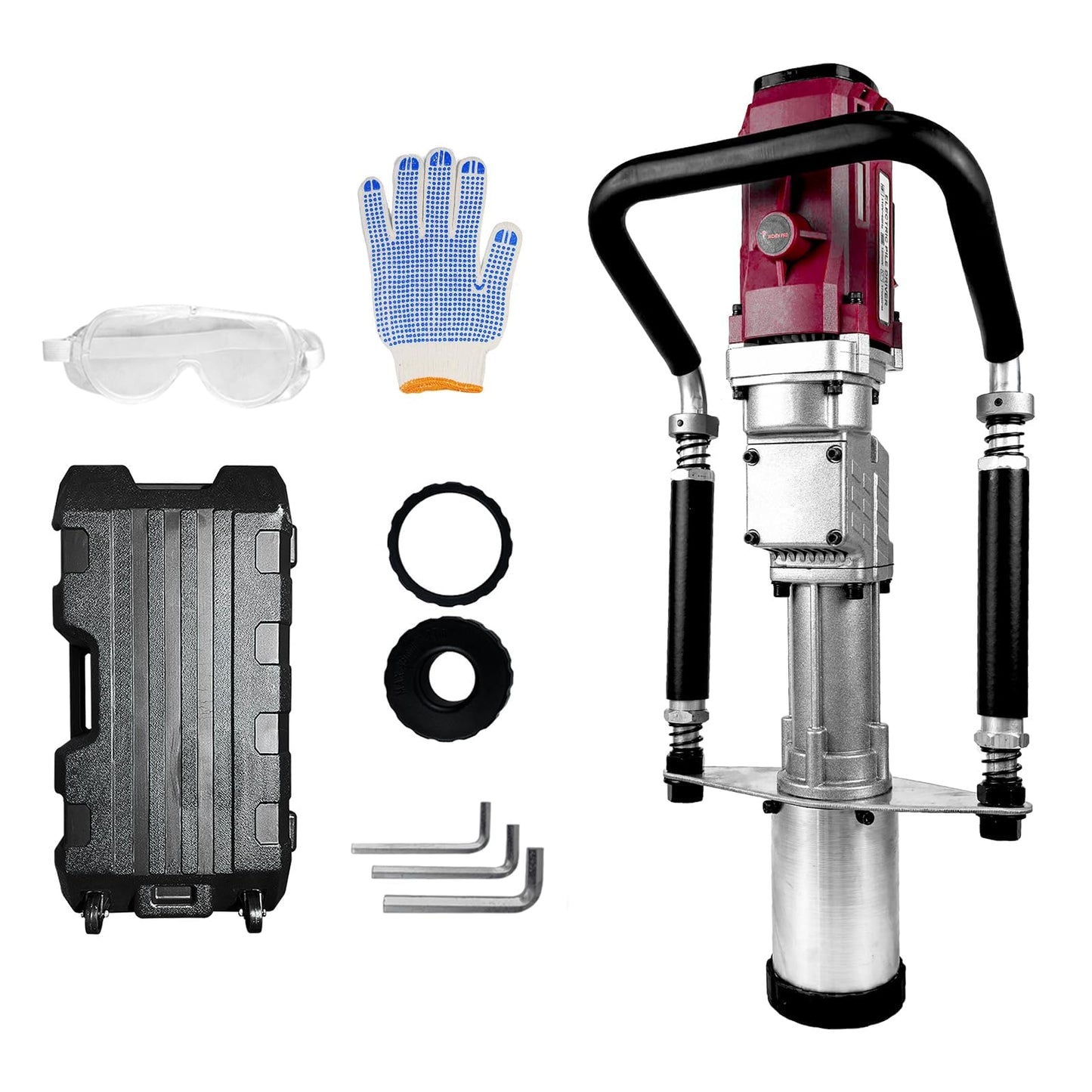 JKCHENPRO 1250W Electric Pile Driver Hammer, 110V Handheld Pile Driver, 1700 BPM Sufficient Power Electric T Post Driver with 45mm, 55mm,88mm pile sleeve