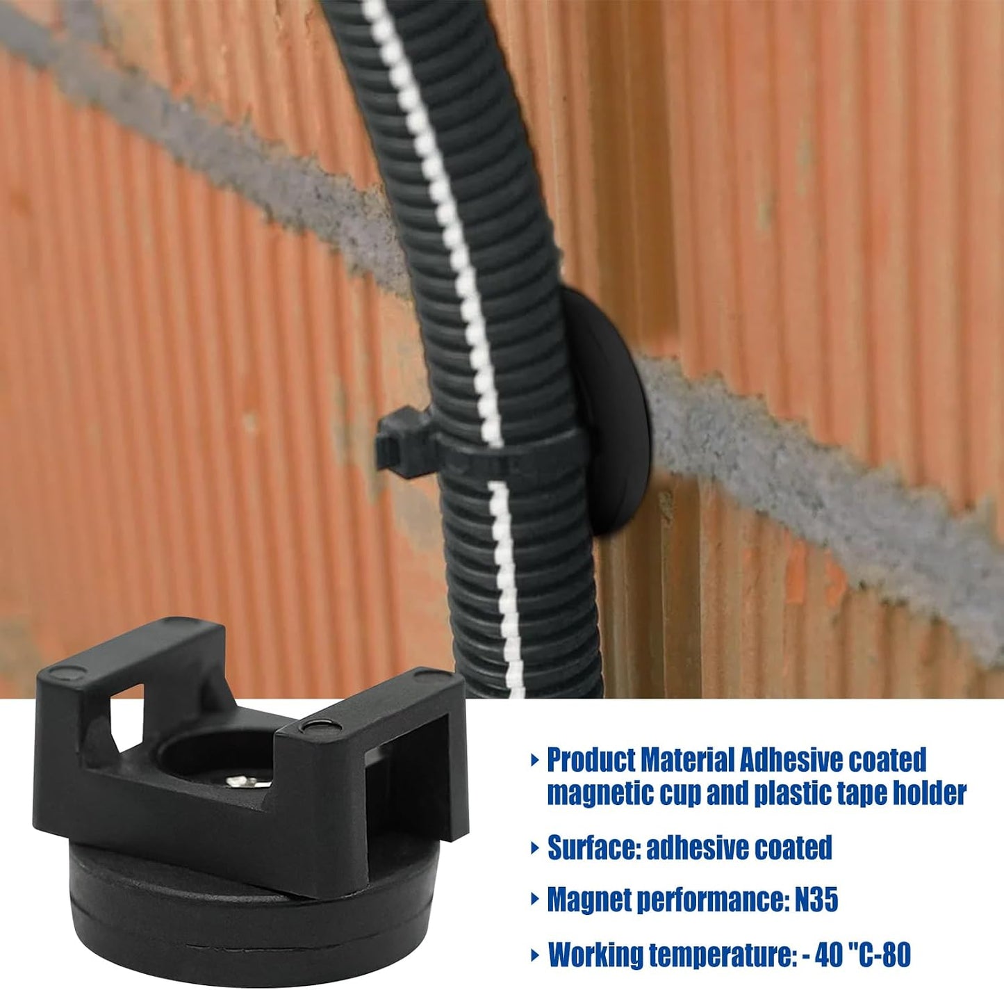18lbs (22mm, Count, 20) Magnetic Cable Zip Tie Base, Heavy Duty Vertical Tension, Multipurpose Wire Clips Management