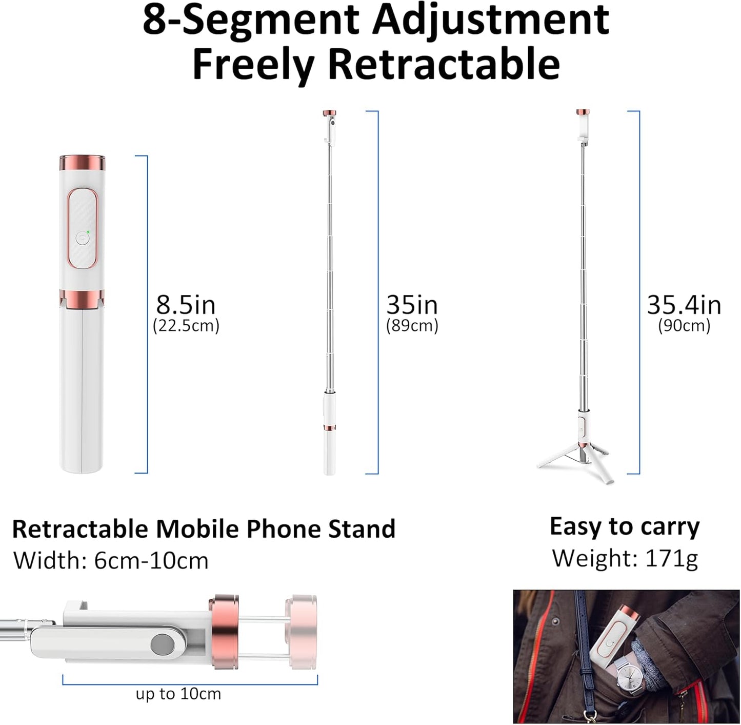 colorlizard 270 CellphoneTripod with Remote, Aluminum Alloy Selfie Stick Tripod, Best Foldable Mini Extendable Tripod