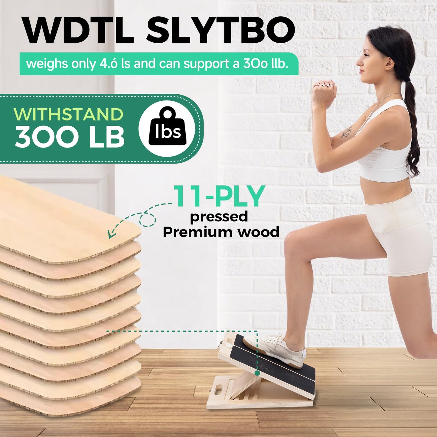 XCMVCN Slant Board for Calf Stretching, 5 Angle Portable Adjustable Calf Wooden Stretch Board with Training Poster, 300lb Weight Capacity for Ankle Heel Feet Leg Knees Physical Therapy Equipment