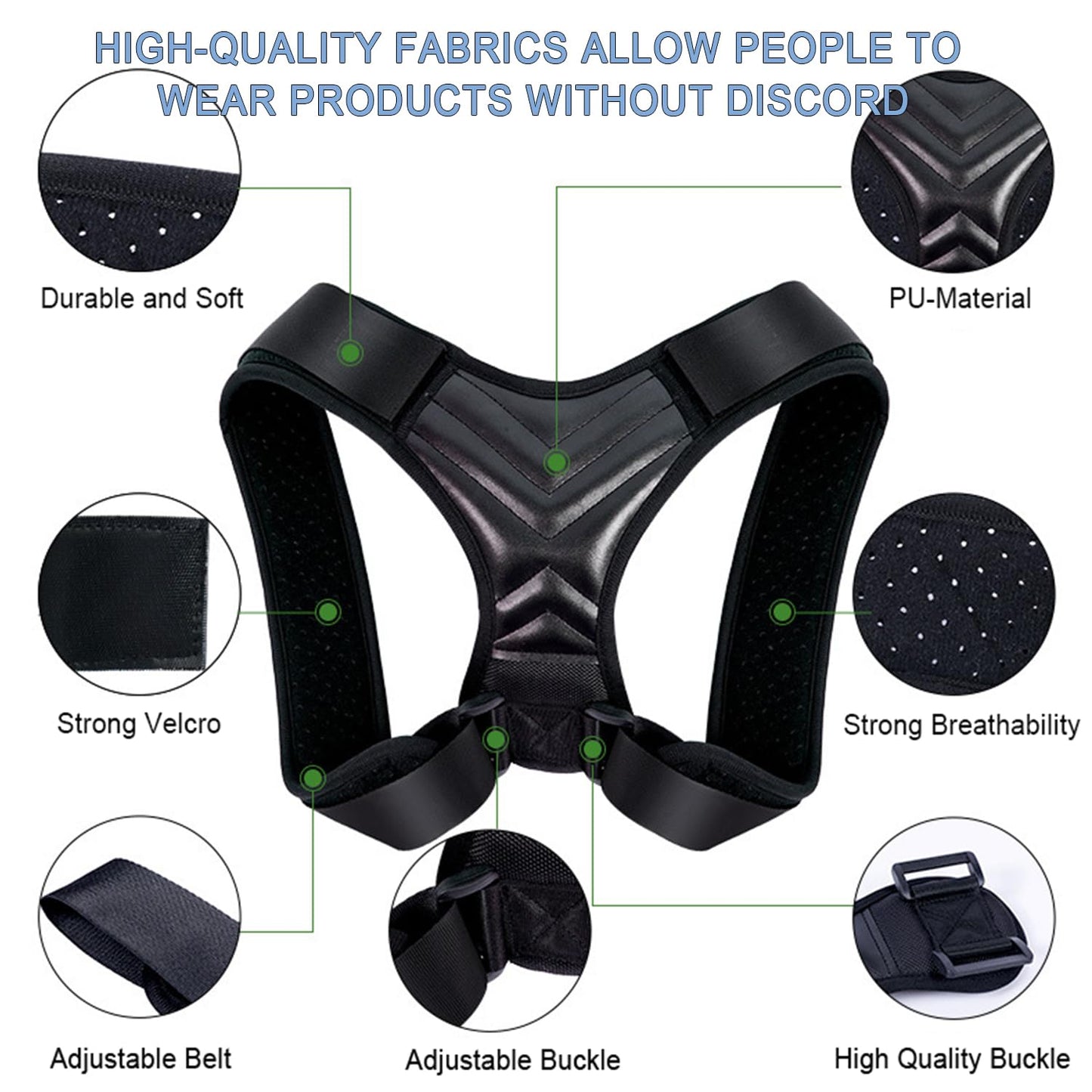 Posture Corrector, Back Brace for Women and Men, Adjustable Back Support, Shoulder Straightener for Improving Hunchback, Providing Pain Relief from Neck, Shoulder, and Upper Back - Black