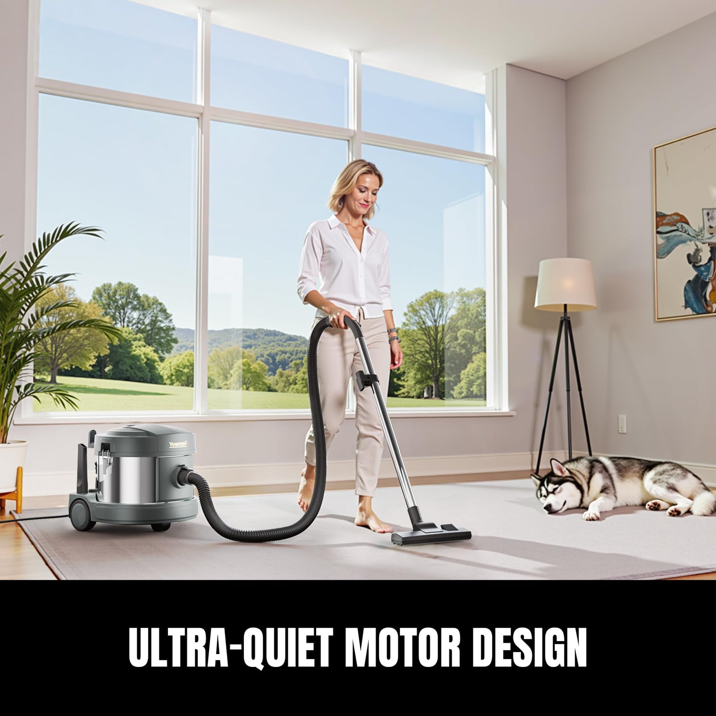 YOWMOFT SCQ15-HEPA, 4 Gallon Canister Vacuum, Ultra-Quiet Canister Vacuum Cleaner, 35Ft. Cord, Commercial Ultra Quiet Vacuum Cleaner for Hotel & Office, HEPA Canister Vacuum for Professional Clean
