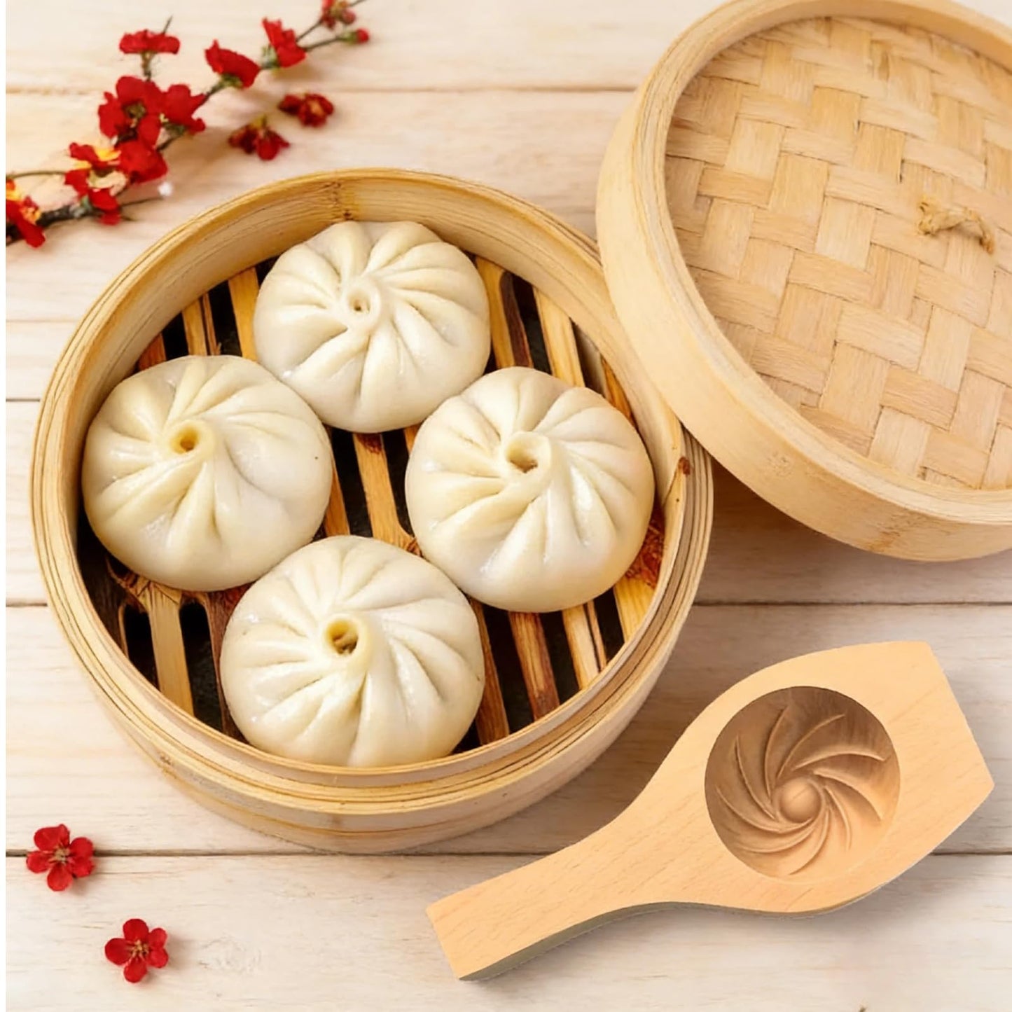 Bnrkmeb Wooden Bao Bun Maker,Baozi Maker Machine,Wooden Steam Bun Mold,This Kitchen Appliances And Gadgets Is the Best Gift for Asian Food Enthusiasts And Dumpling Maker (Steamed Bun A)