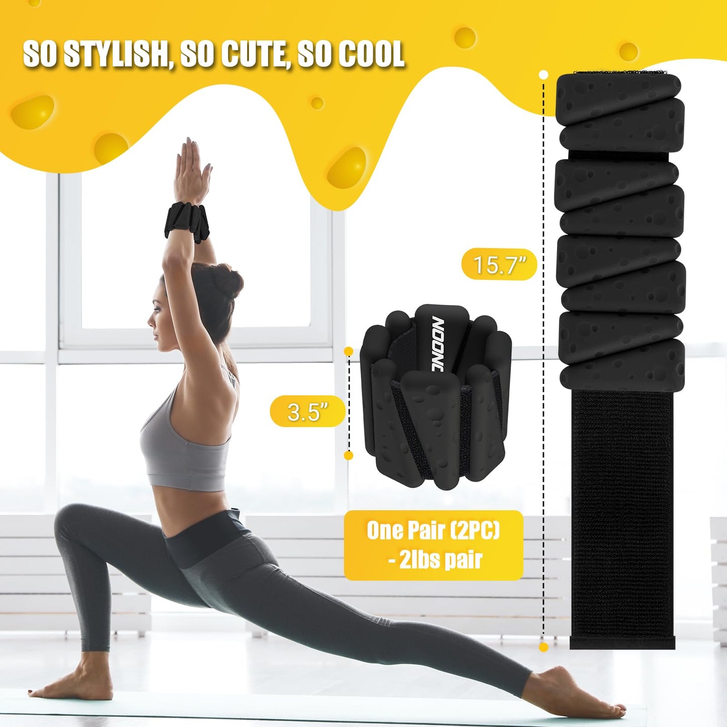 Wrist Ankle Weights Bangles 4lbs for Women, Adjustable Silicone Pilates Weights Bracelet, Heavy Duty Fasteners Wearable Arm & Leg Weights for Yoga, Pilates, Barre, Walking and Gym (Set of 2)