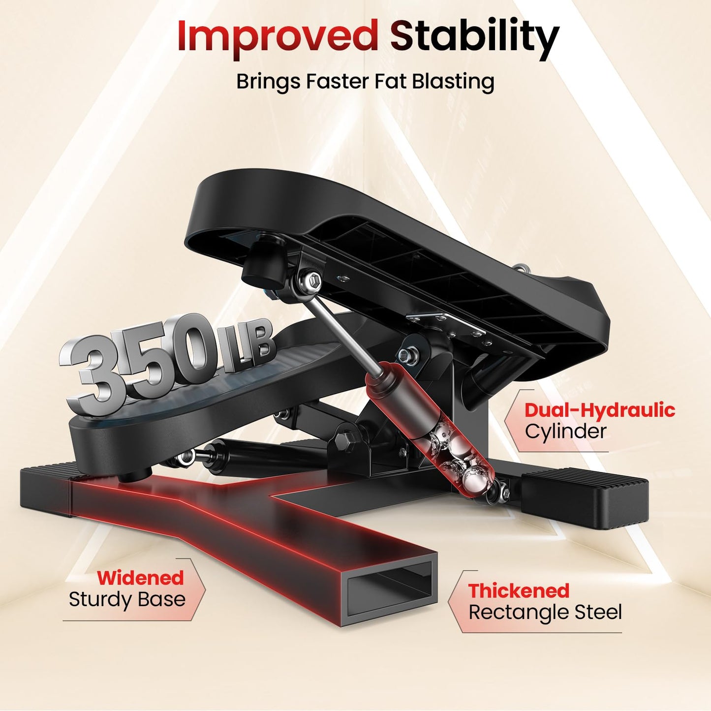 FLYBIRD Stair Stepper Machine with Resistance Bands for Home Workout, 350 LBS Capacity Twisting Stepper for Cardio, Legs, Hips & Glutes, Fitness Equipment for Men and Women