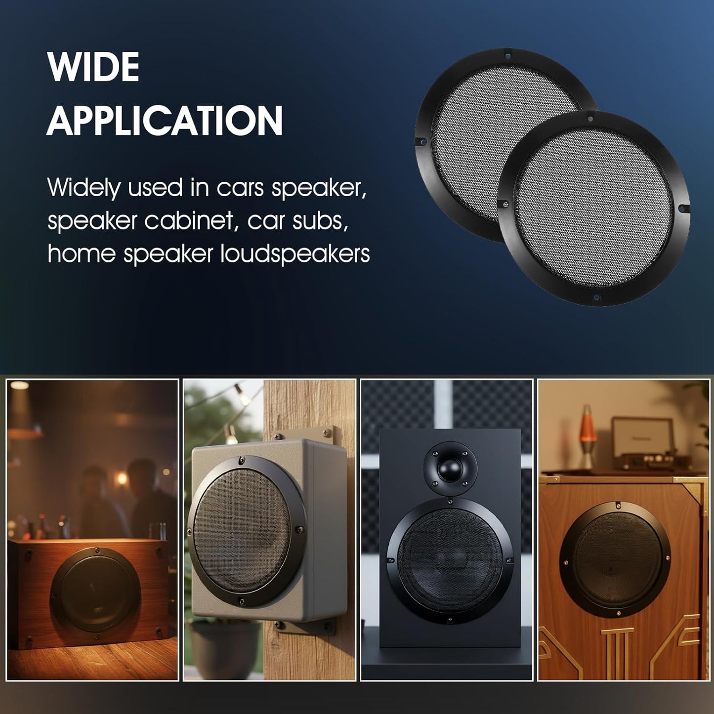 SynHHergyx 2 6.5 Inch Pcs Metal Mesh Speaker Grill Covers Speaker Grill ABS Plastic Frame Subwoofer Protective Case