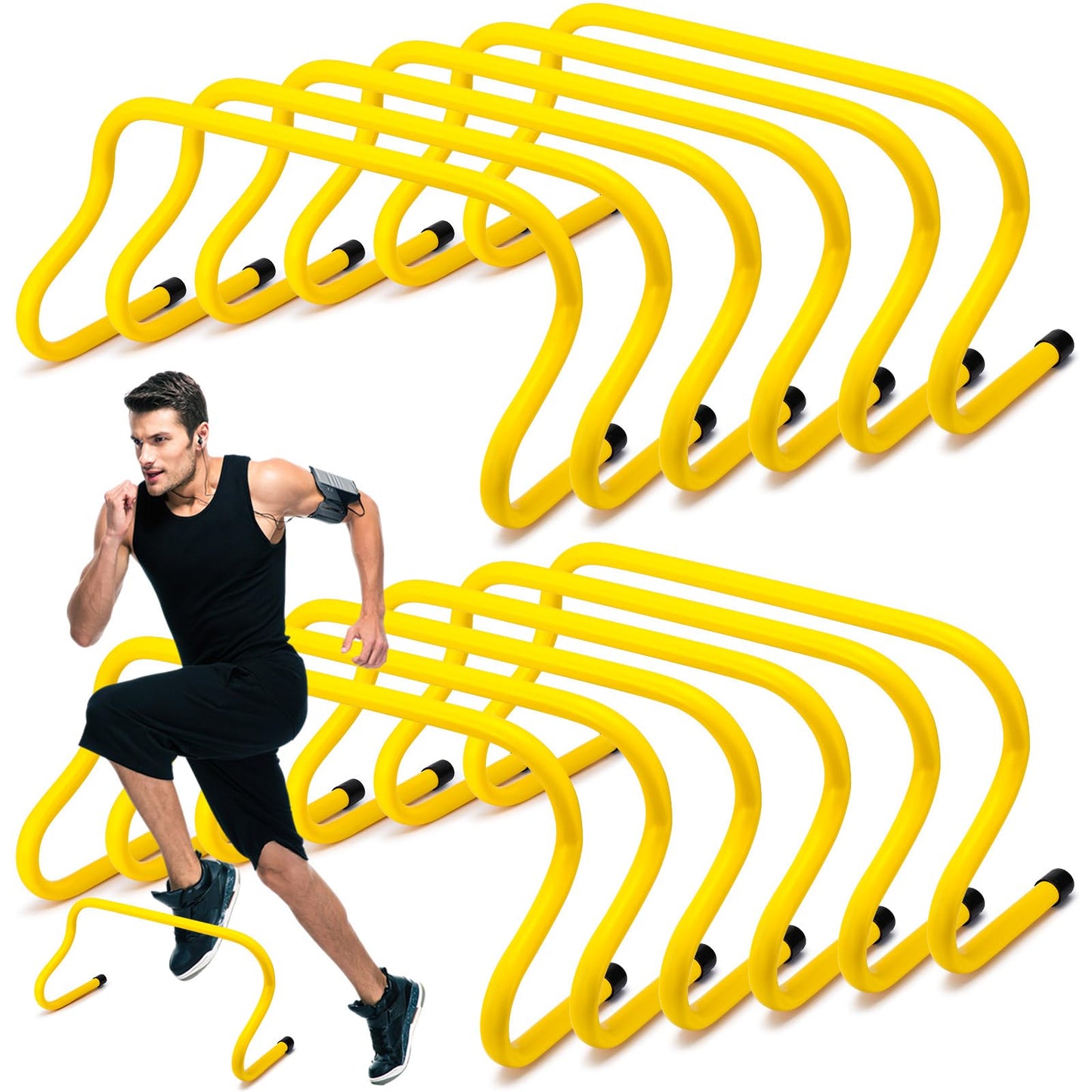 Wettarn 12 Pcs 9" Speed Training Agility Hurdles for Athletes Reliable Training Hurdle Plyometric All Purpose Practice Equipment for Soccer Basketball Football(Yellow)