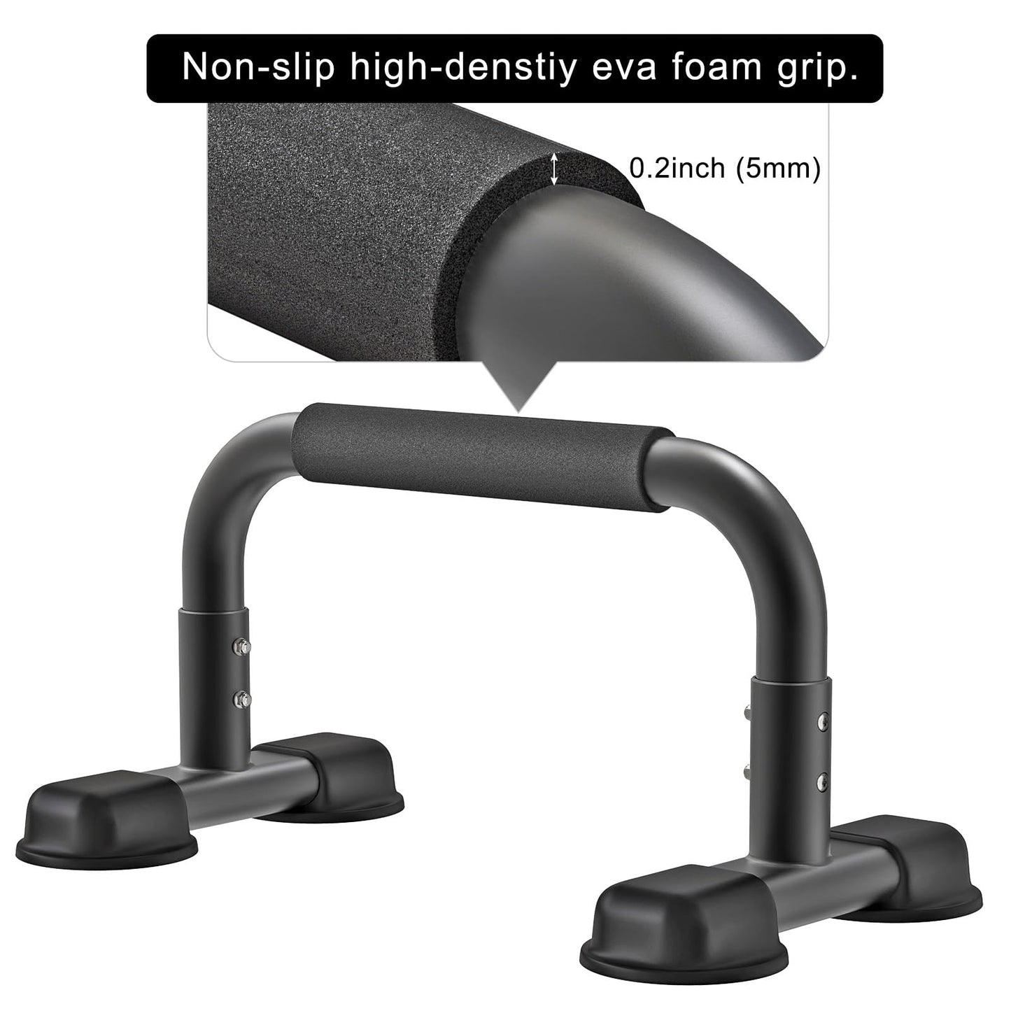 Dolibest Push Up Bar, 9.6'' High Parallettes Bars with Full-Cover Foam Handles, Stable Calisthenics Equipment, Suitable for Handstand, L-Sit, Dip Bar, Strength Training for Indoor Outdoor Use（660LB）