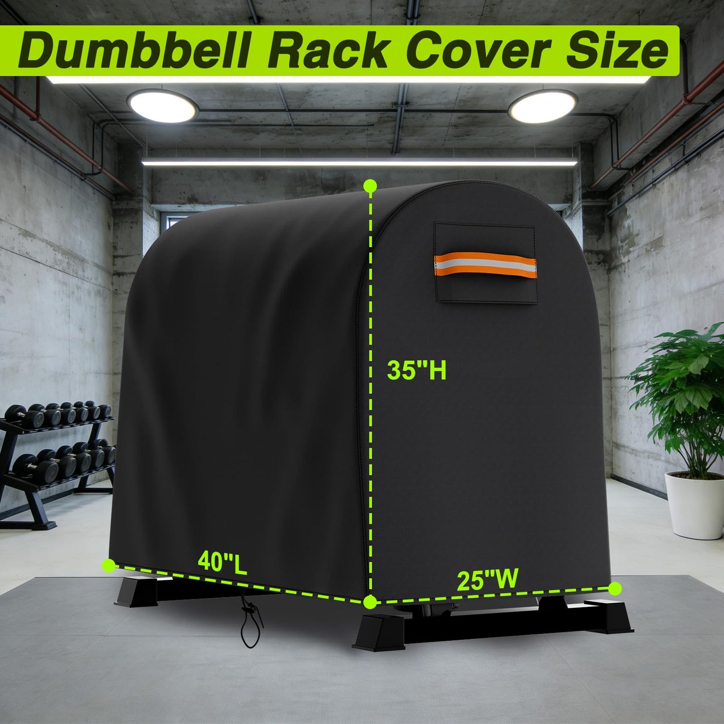 EVRBUL Dumbbell Weight Rack Cover Waterproof Dustproof Compatible with Home Gym Dumbbell Set Brackets (40” L x 25” W x 35” H)