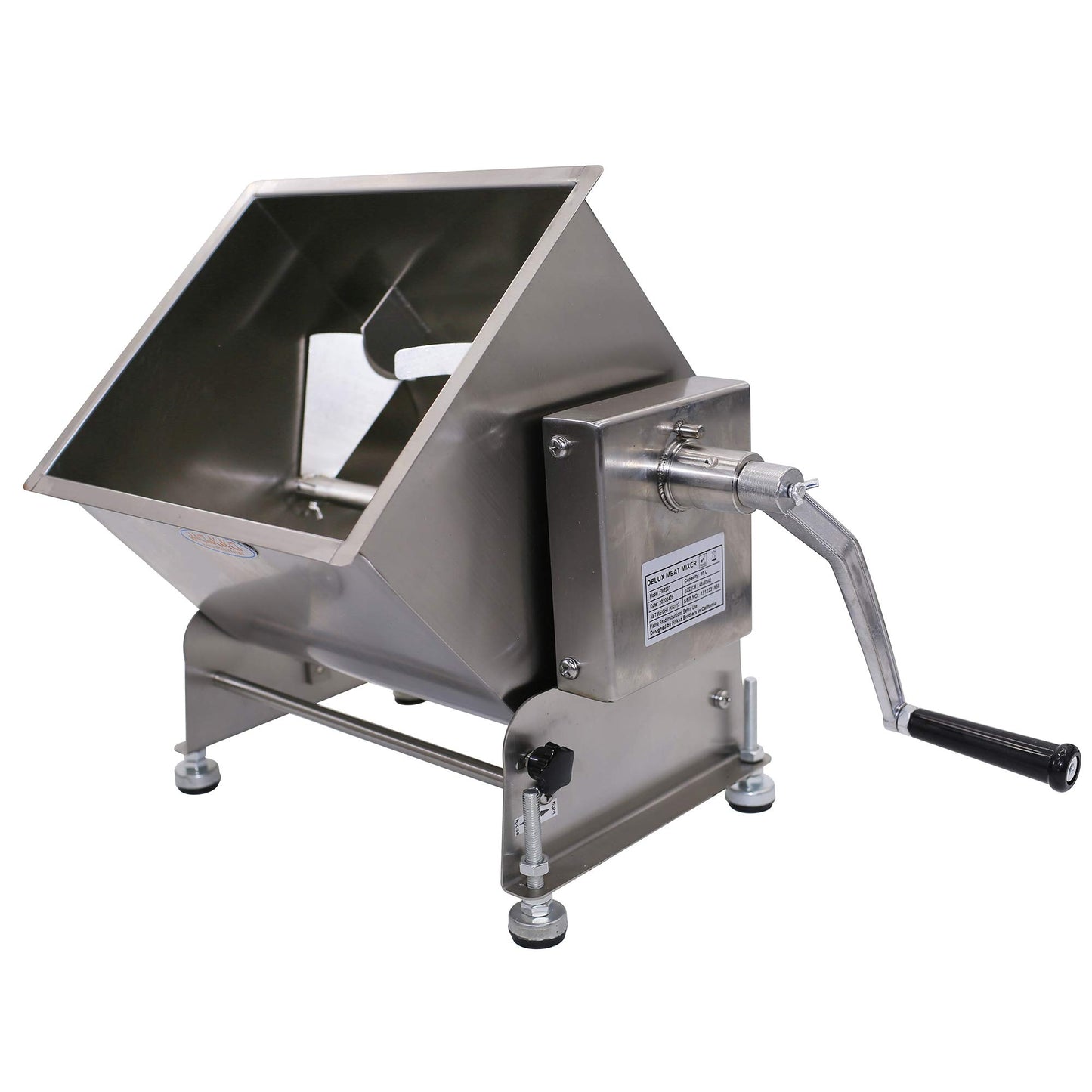 CMI Commercial Tilting Mixer Stainless Steel Manual Meat Mixers with Lid, 35Lb/20L Tilt Tank,(Mixing Maximum 35Lb for Meat),Sausage Mixer Machine Meat Processing Equipment(20L/35Lb-Tilt Tank(Gear))