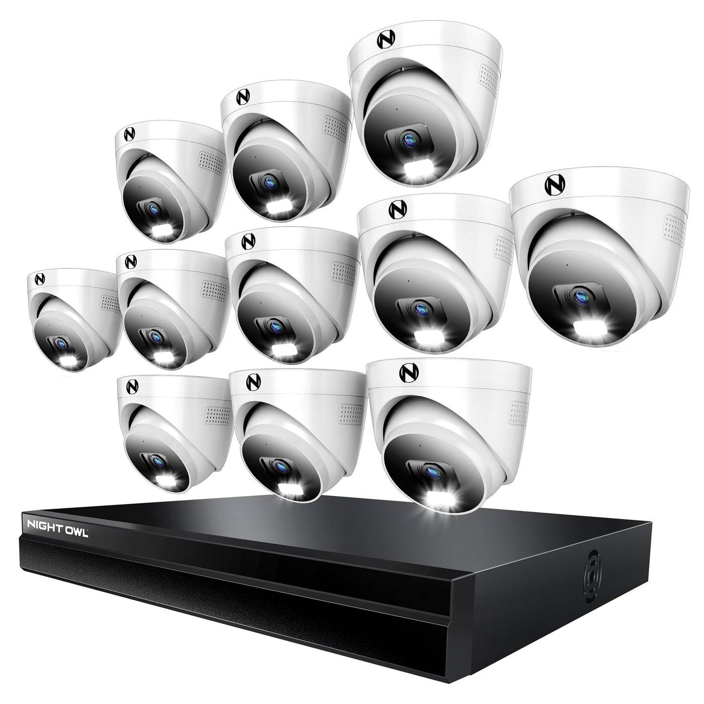 Night Owl Power Over Ethernet 24 Channel NVR Video Home Security Camera System with (11) Wired IP 4K HD Indoor/Outdoor Deterrence Dome Cameras and 4TB Hard Drive (11 Camera)