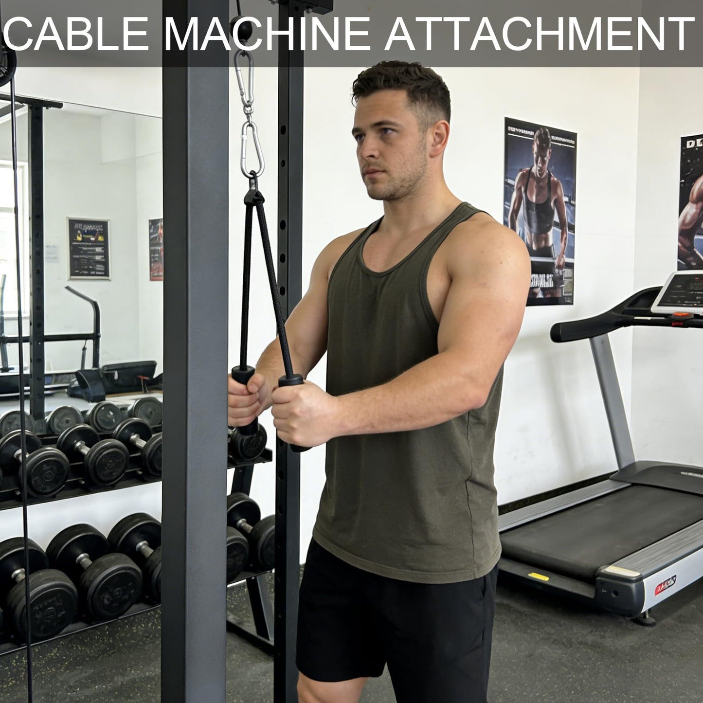 KORIKAHM Cable Machine Attachment with Upgraded Ergonomic Gym Handles, LAT Tricep Rope Pull Down Attachment,Exercise Handles for Home Gym Workout (Tricep Rope 6)