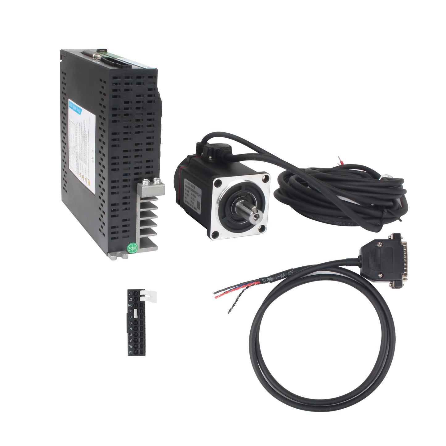 XUNKUNER AC Servo Motor Kit, AC220V 3000rpm L3000 17-bit Encoder RS485 Servo Motor Driver Controller Kit for CNC(400W Without Brake)