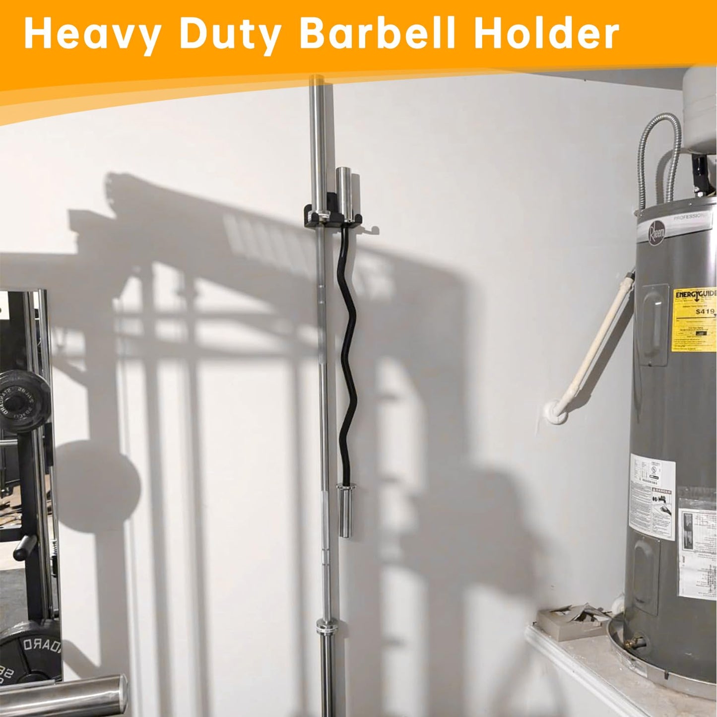 Double Vertical Olympic Barbell Hanger,Heavy Duty Barbell Holder Wall Mount, Garage Gym Bar Wall Rack, Vertical Barbell Mount Rack,Space Saving Commercial or Home Gym Accessory