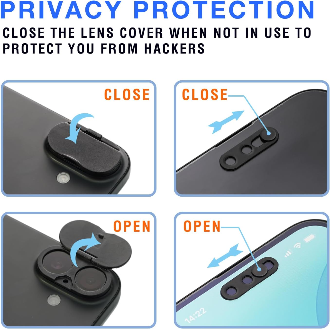 16/17 Security(2 Pack) Privacy Cover Compatible for iPhone |with Front Camera Cover,Protect Privacy and Security