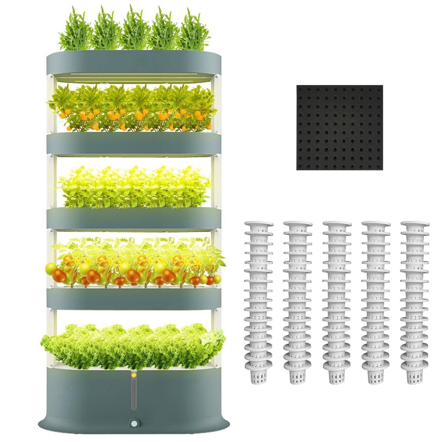 Lyfreen 5-Tier 80-Pod Hydroponics Growing System Kit, Vertical Hydroponic Tower with LED Grow Light & Quiet Water Pump,Self-Watering Indoor Herb Garden for Herbs, Lettuce & Vegetables
