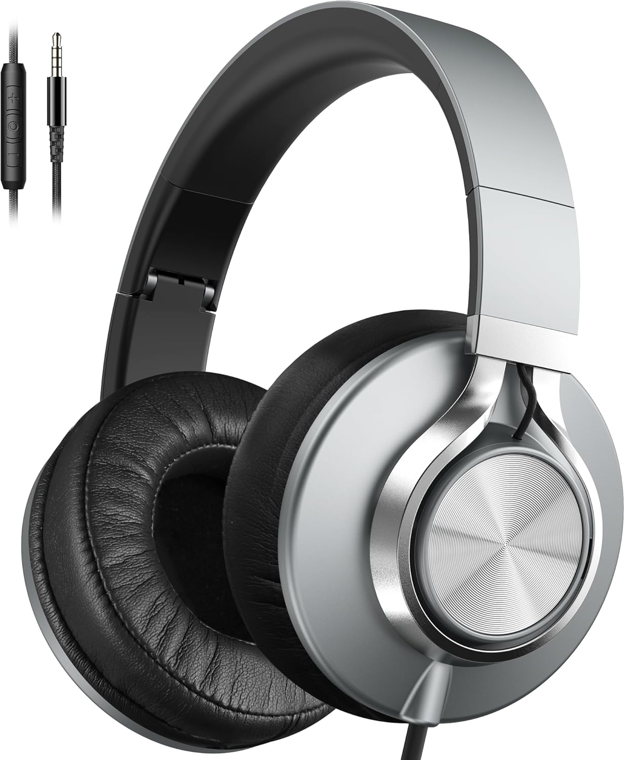 C90 3.5mm AILIHEN Wired Headphones with Microphone Volume Control, Noise Reduction Foldable Comfortable Over Ear