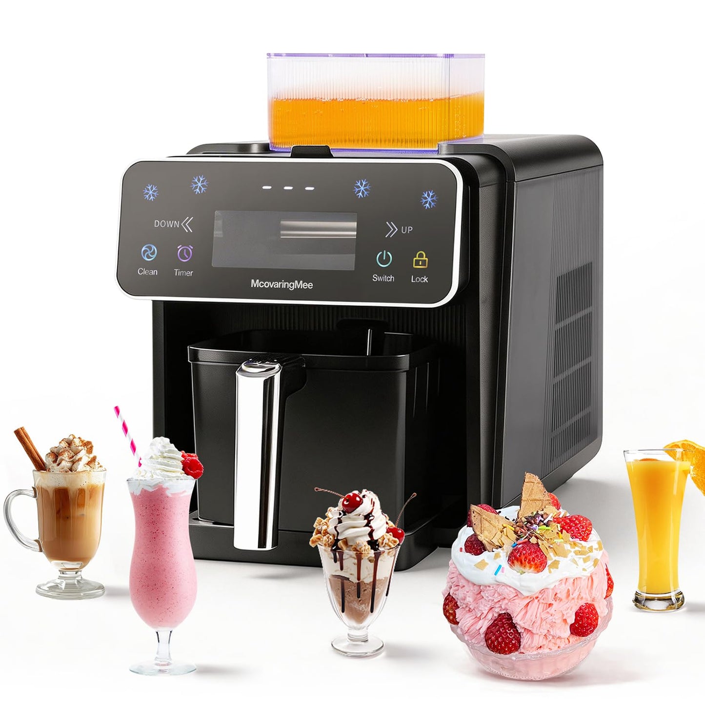 Slushie Machine, 4 IN 1 Shaved lce Machine & Slushie Machine & lce Cream Maker & Frozen Drink Machine, No Sugar Content Requirements, No Ice Needed, Auto-Clean, Perfect for Family, Parties