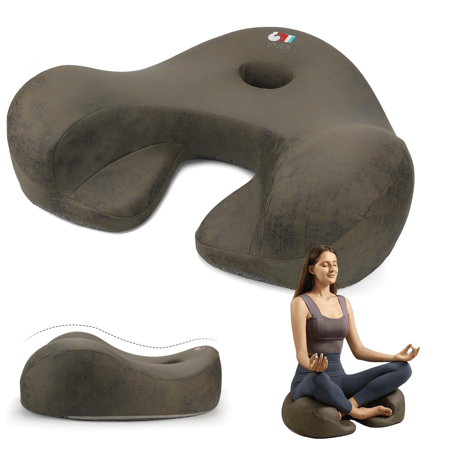 UTJZIB Meditation Cushion, Yoga Cushion for Meditation - Cross Leg Floor Pillow for Meditator at Home, Ergonomic Comfortable Memory Foam Zafu Relieves Numbness Tailbone & Hip Pain from Long Sitting.