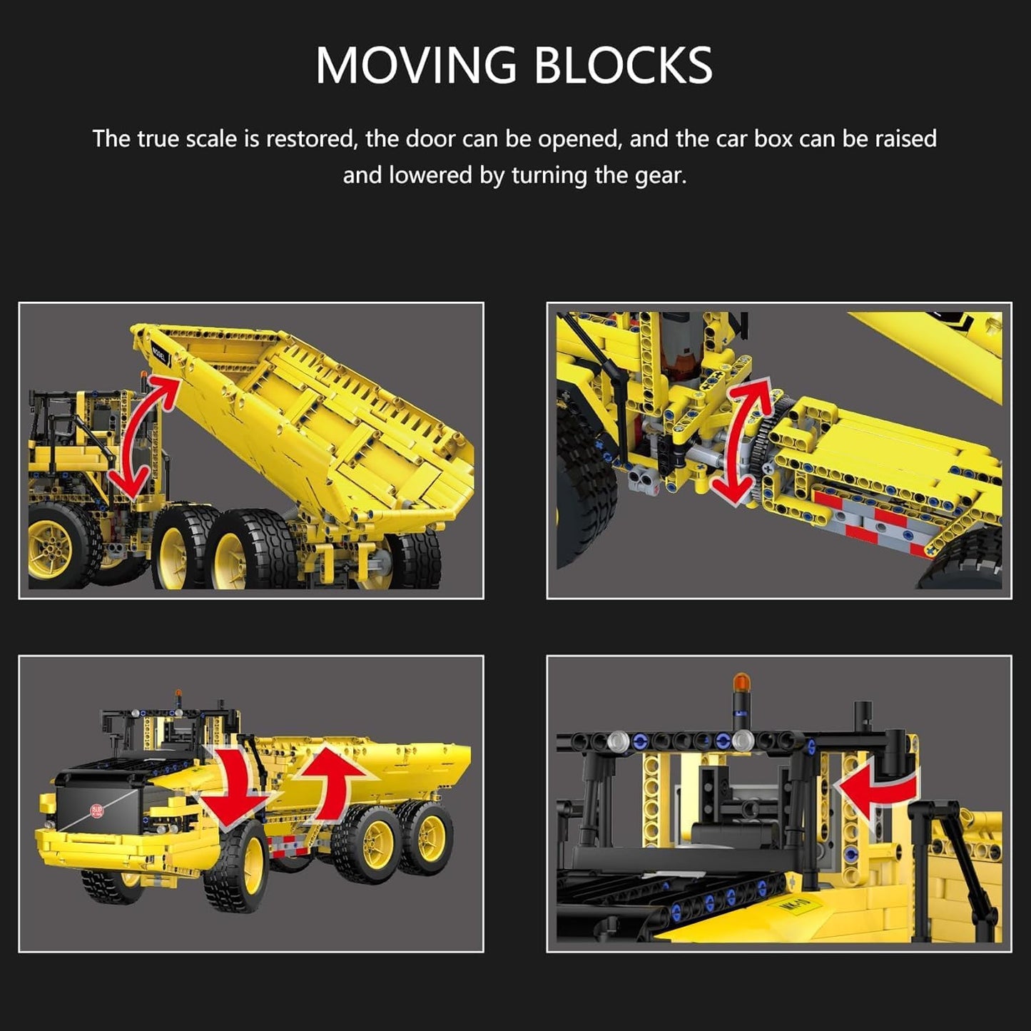 Mould King 17010 Engineering Dump Truck Building Block Kits, MOC Building Blocks Set to Build, Gift for Age 14+/Adult Collections Enthusiasts(1888 Pieces with Motor/APP Remote Control)