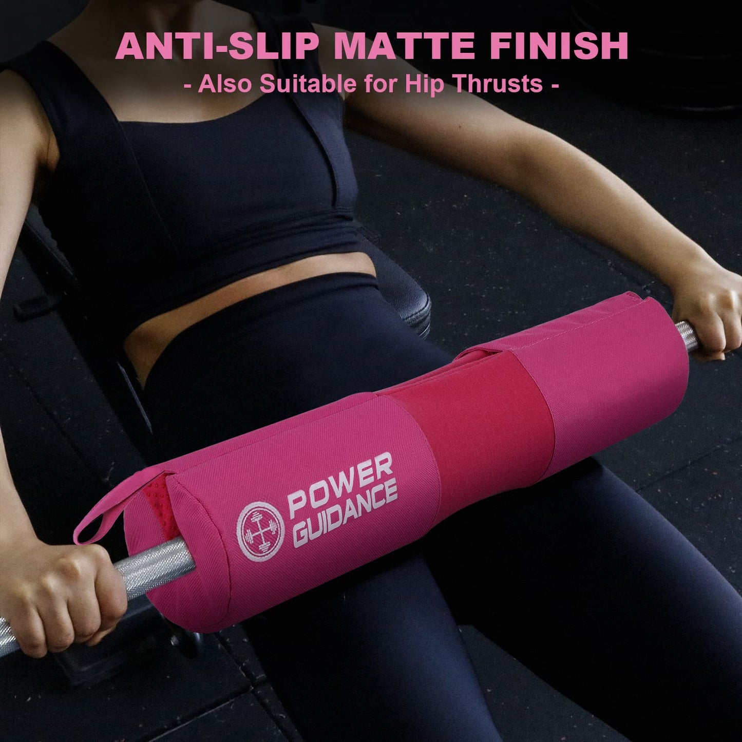 POWER GUIDANCE Barbell Squat Pad - Neck & Shoulder Protective Pad Anti-Skid Points for Squats, Lunges, Hip Thrusts, Weightlifting - Fit Standard and Olympic Bars, Pink