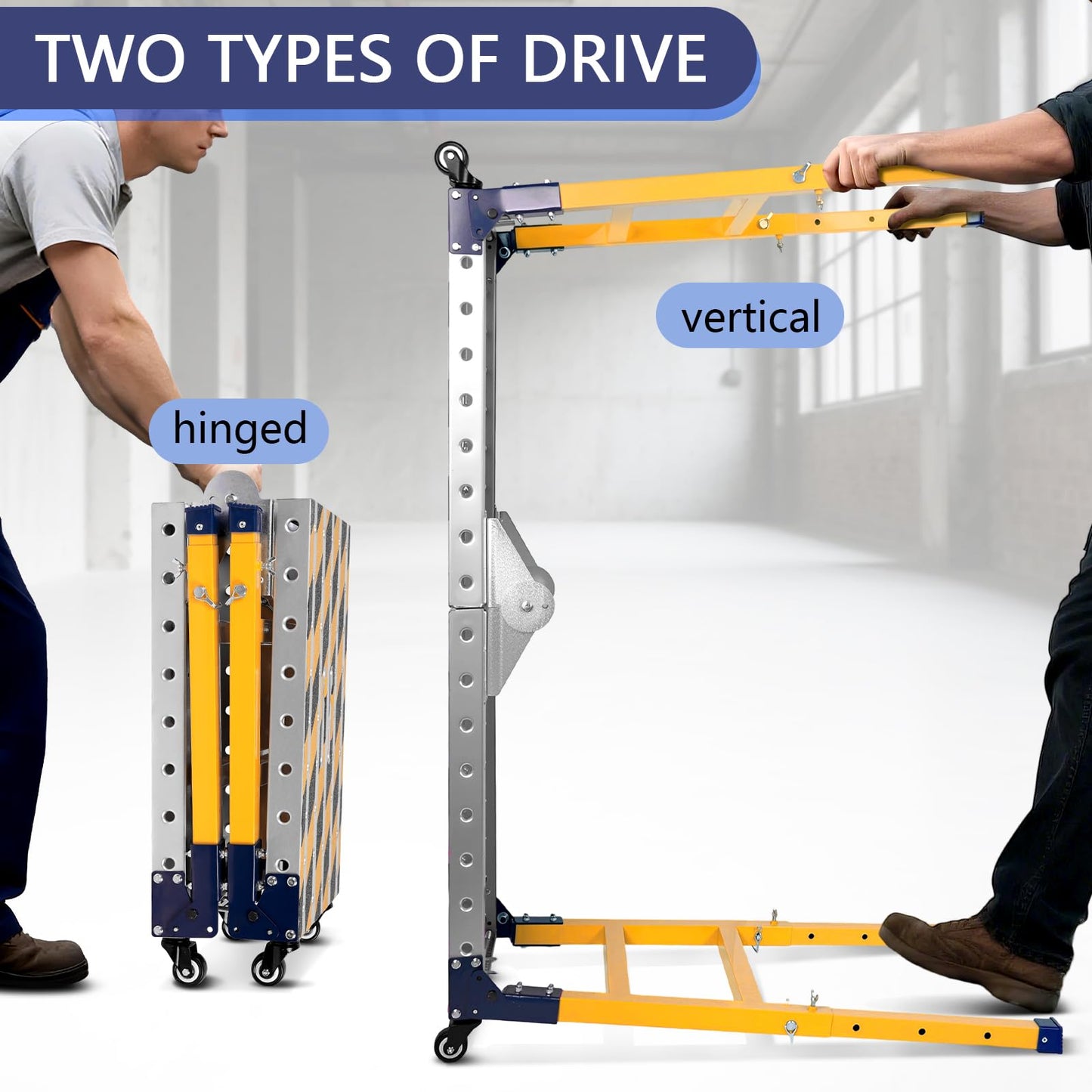 Work Bench+Step Ladder 2 in 1 with 1102 LBS Load Capacity, Versatile Portable Steel Folding Welding Table with Height 23 to 35 inches Adjustable Folding Portable Platform with Non-Slip Mat