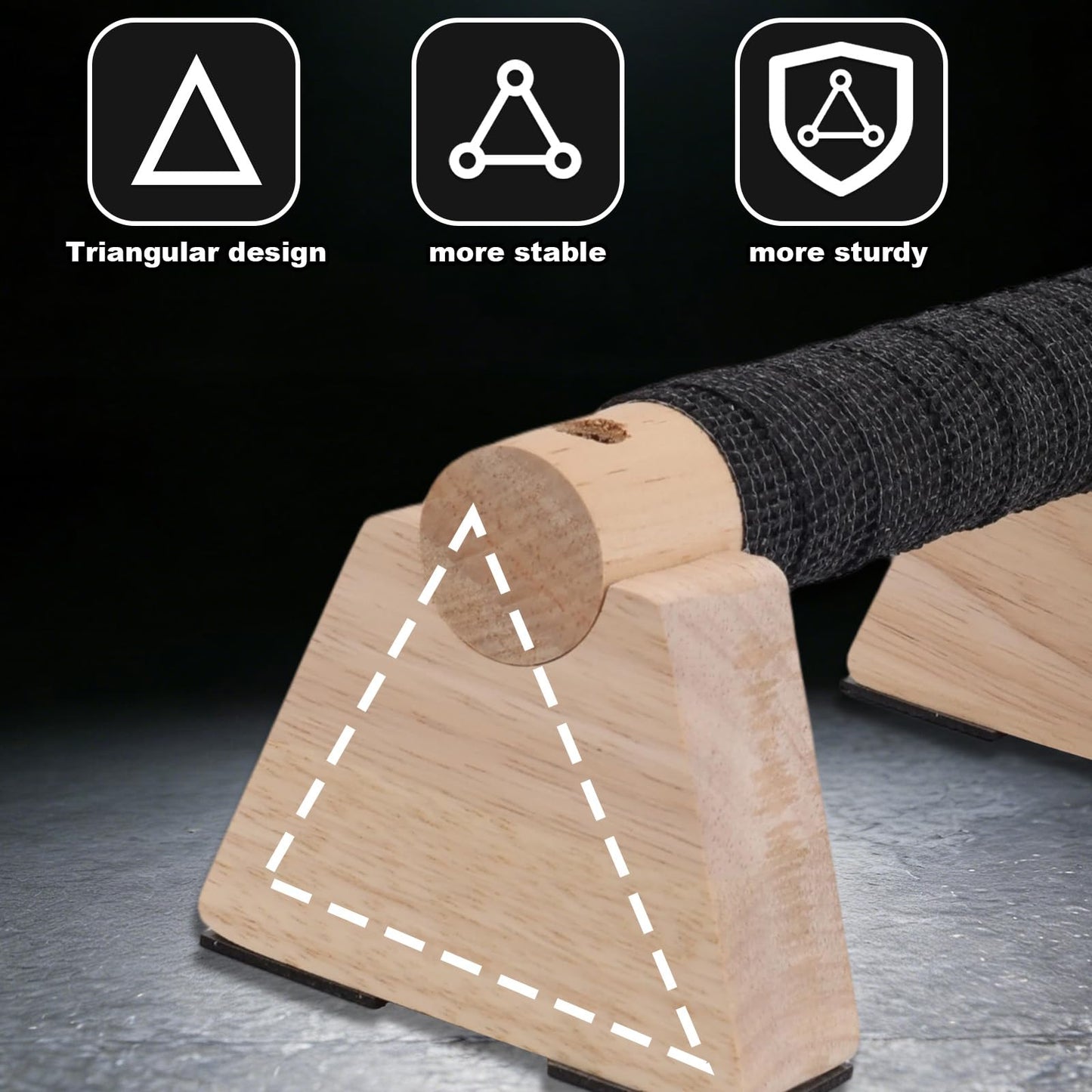 Parallettes Bars Set, 2pcs Wooden Push Up Handles Bars for Floor with Anti-Slip Base 1 Spacer & 1 Grip Tape Wood Home Gym Equipment for Handstand Training Calisthenics & Pushup Strength Workout