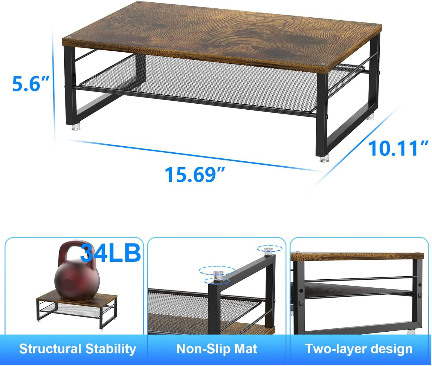2-Tier gianotter Metal Monitor Stand Riser, Desk Organizer for Monitor, Office Desk Storage Organizer for Office