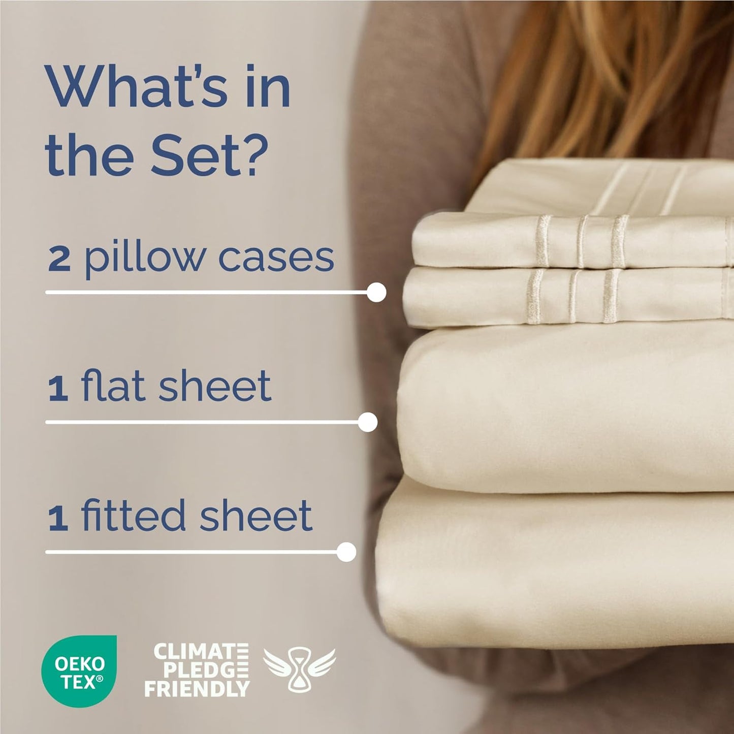 Skiennix Full Size 4-Piece Sheet Set - Ultra-Soft Cooling Bed Sheets - Deep Pockets, Wrinkle-Free, Off White