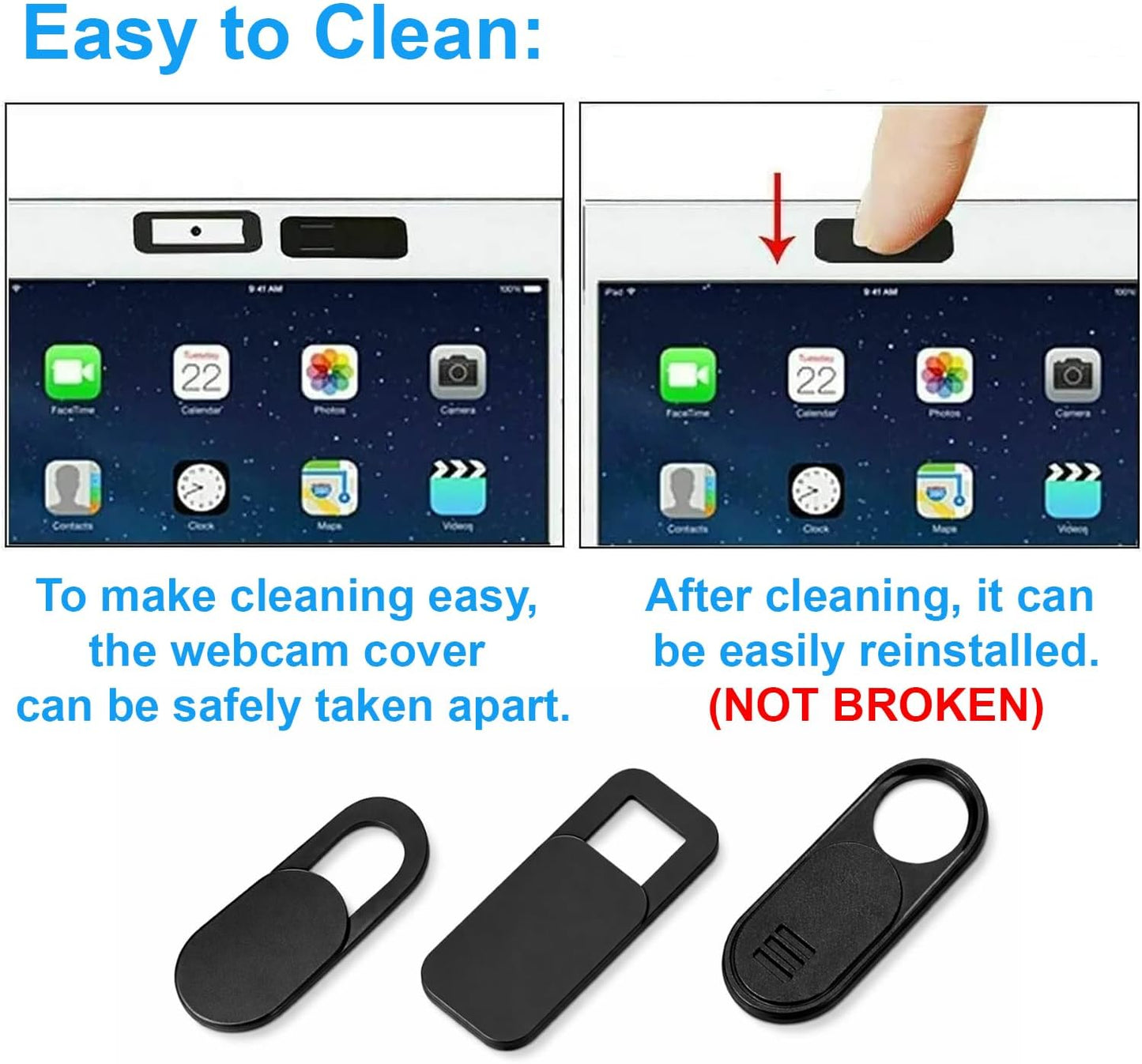 California JOS 9 Pack(3 3 3 0.03 inch Large + Medium + Small) Ultra Thin Webcam Cover Slide Camera Blocker Protect Your