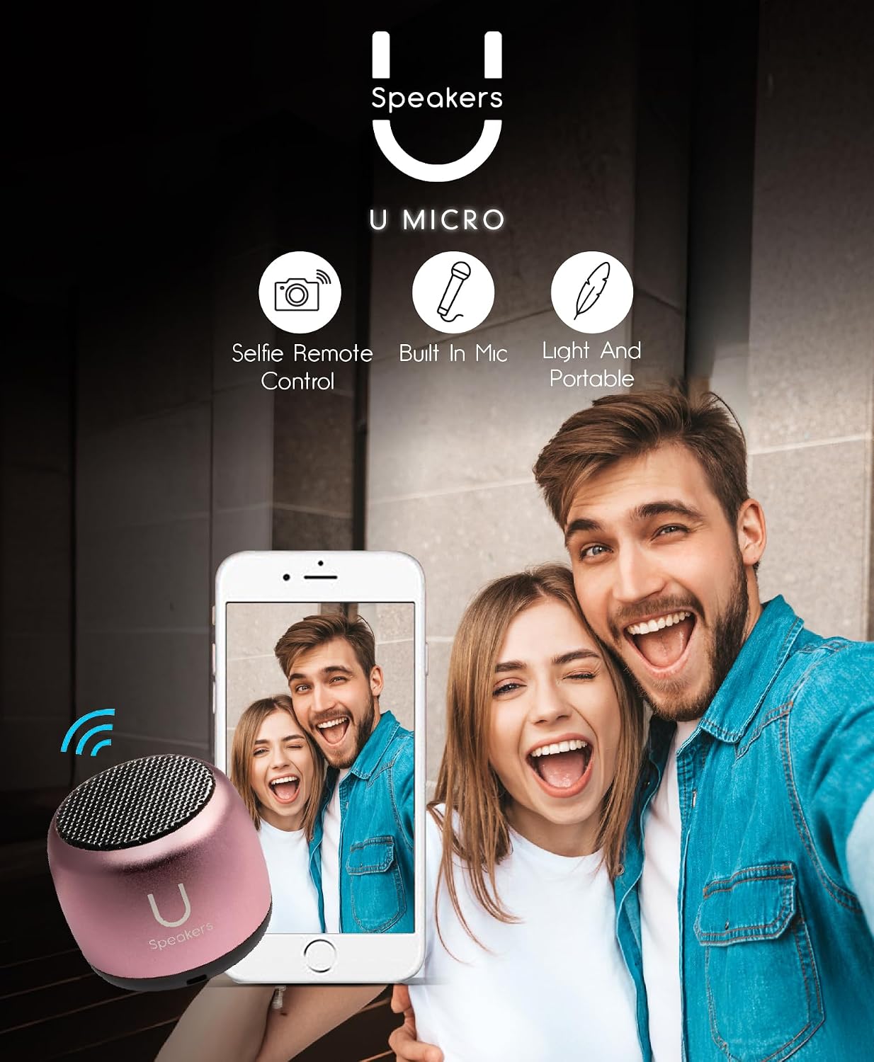 Fashionit U Speakers Micro Mini Bluetooth Speaker with Mic | Small Bluetooth Speaker Wireless | Tiny Portable Blue