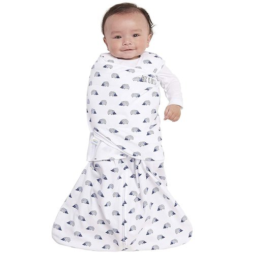 HALO Sleepsack Swaddle - 100% Cotton 3-Way Adjustable Wearable Blanket, Navy Hedgehog, Small (3-6 Months)
