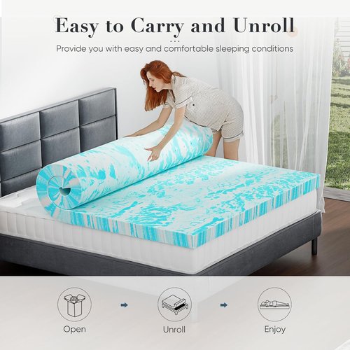 DUMOS Memory Foam Mattress Topper - 3 Inch Thick Cooling Gel Infused Twin Size Pad | Soft & Breathable