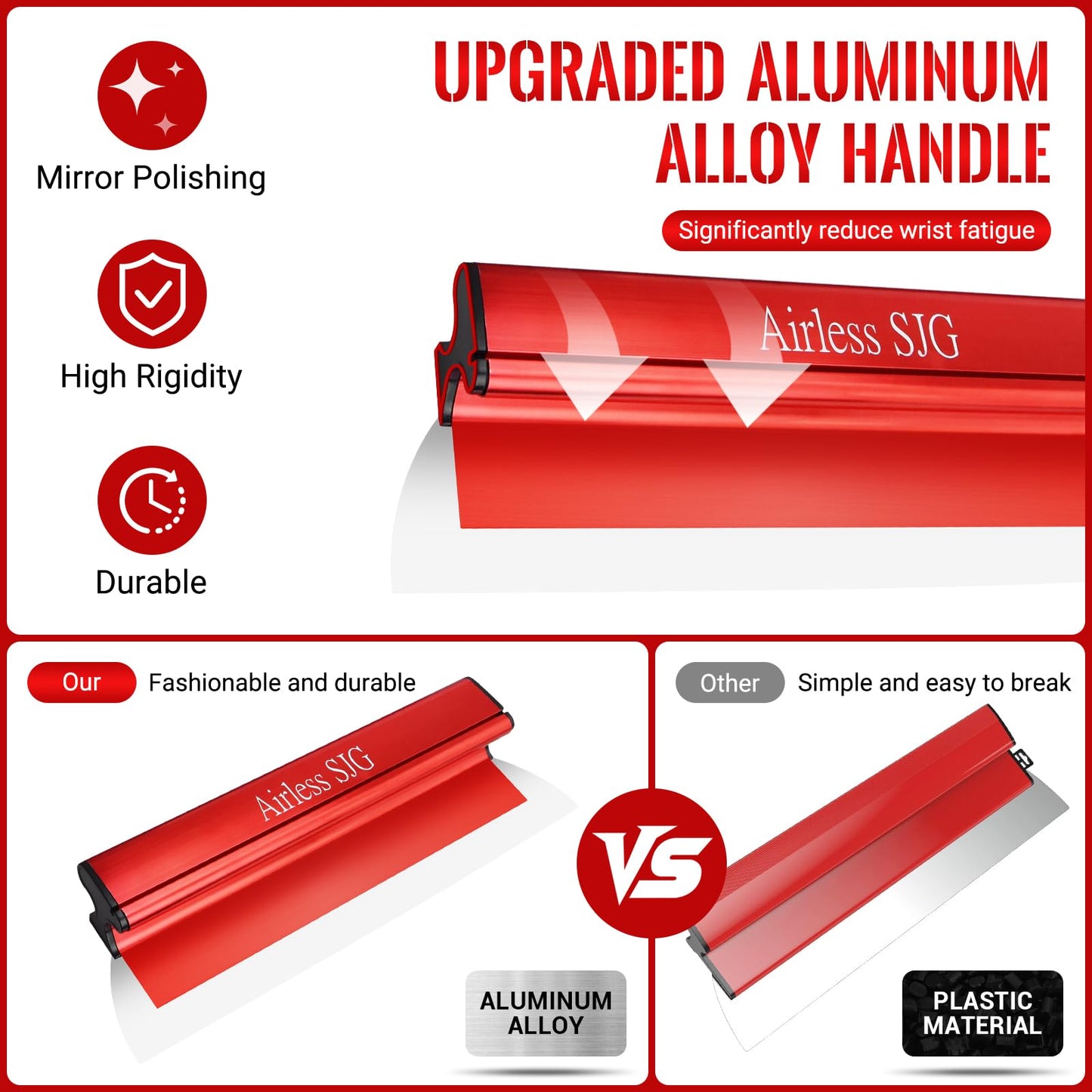 Aluminum-Handle Drywall Skimming Blade Set – 6.5",16", 24", 32" Stainless Steel Blades with 3pc Extra Replaceable Blades,34"-62" Extension Pole,Drywall Finishing Tools with Portable Case