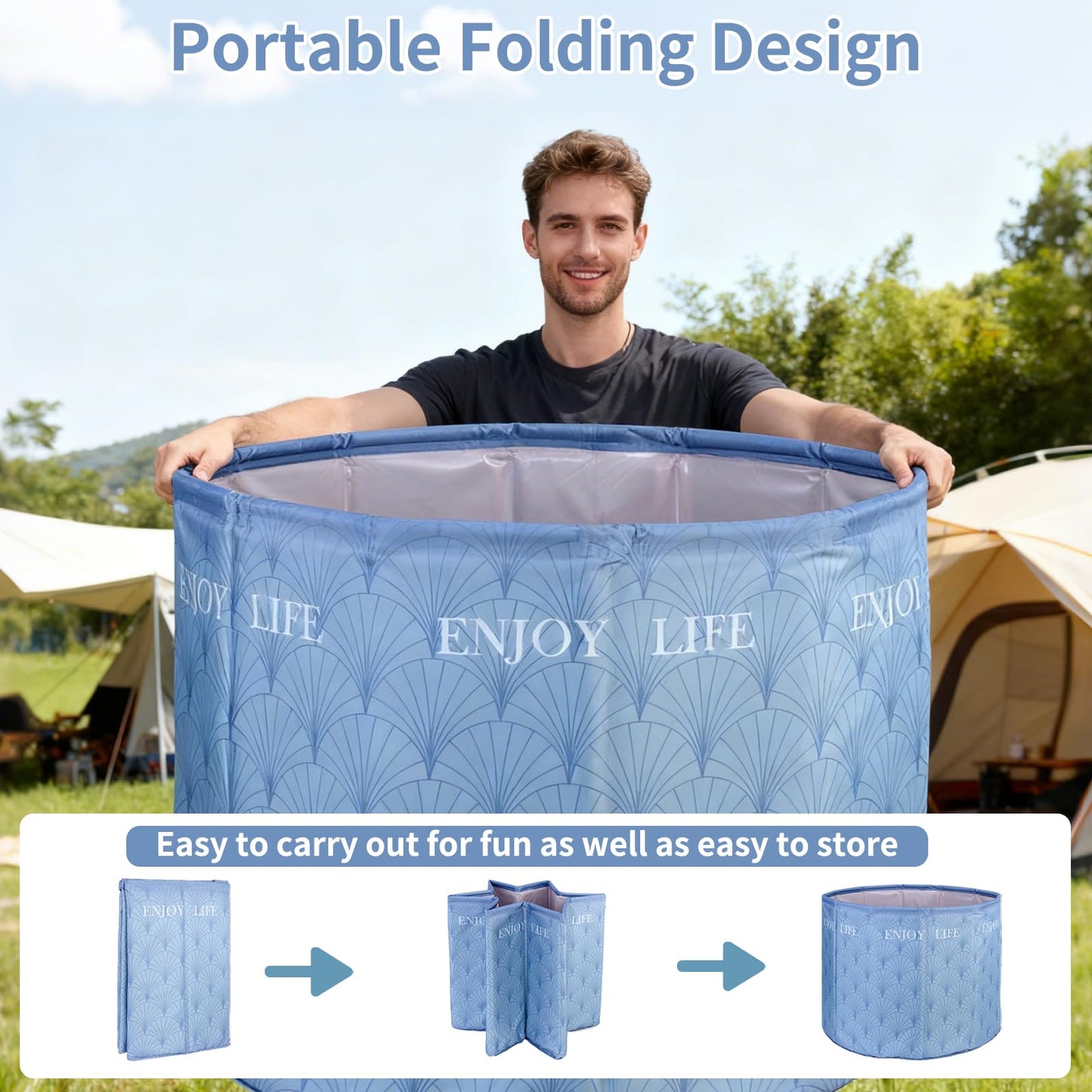 GENDLTHIJ Foldable Bath Tub for Adults, Large Foldable Hot Ice Plunge Tub for Recovery, Collapsible Hot Cold PlungeTub Suitable for Home Outdoors Gyms (Insulation)
