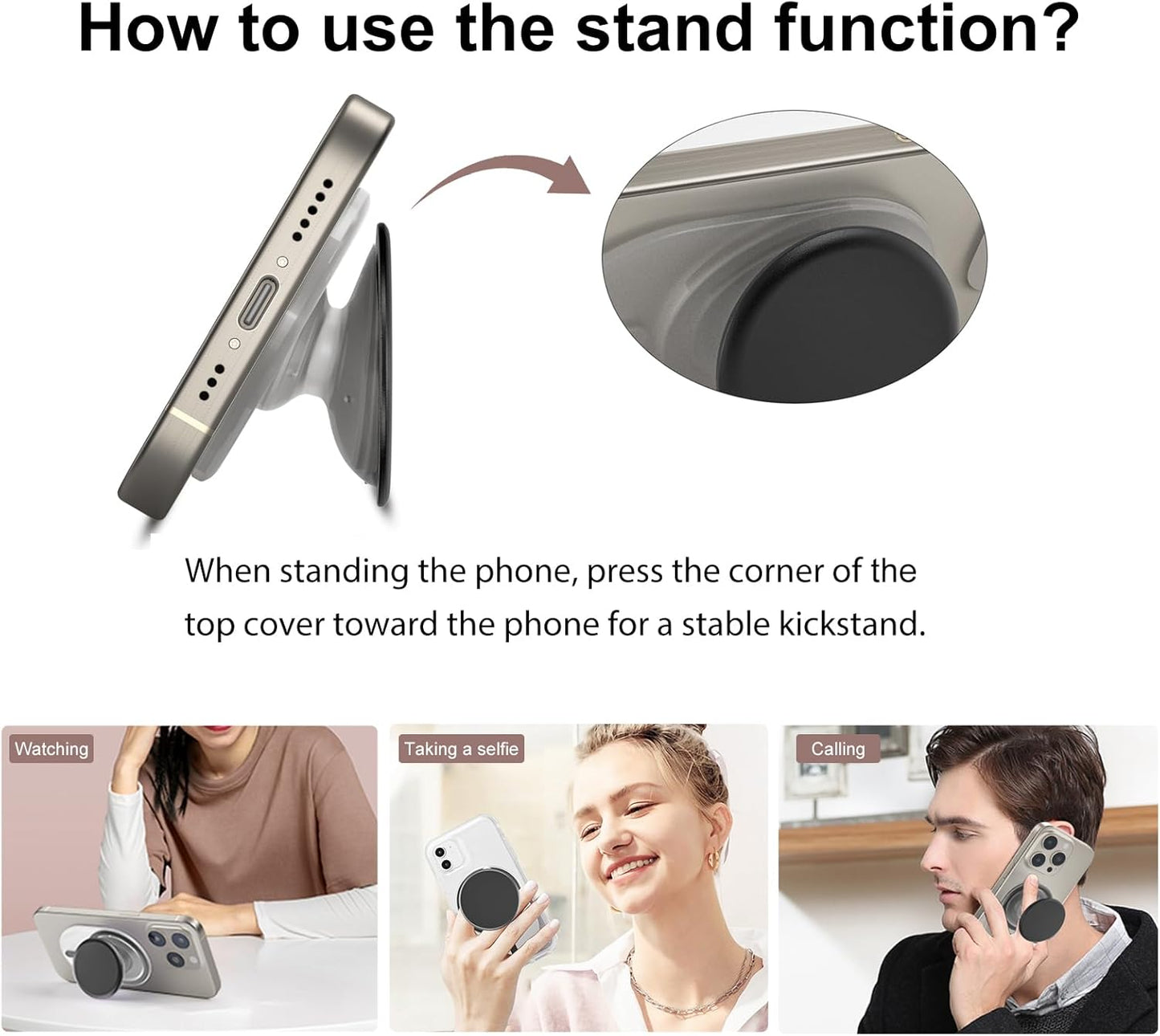 AUROX 17 16 15 14 13 Magnetic Phone Grip Holder for Magsafe Phone Grips, Expandable Collapsible Phone Grip Stand Holder