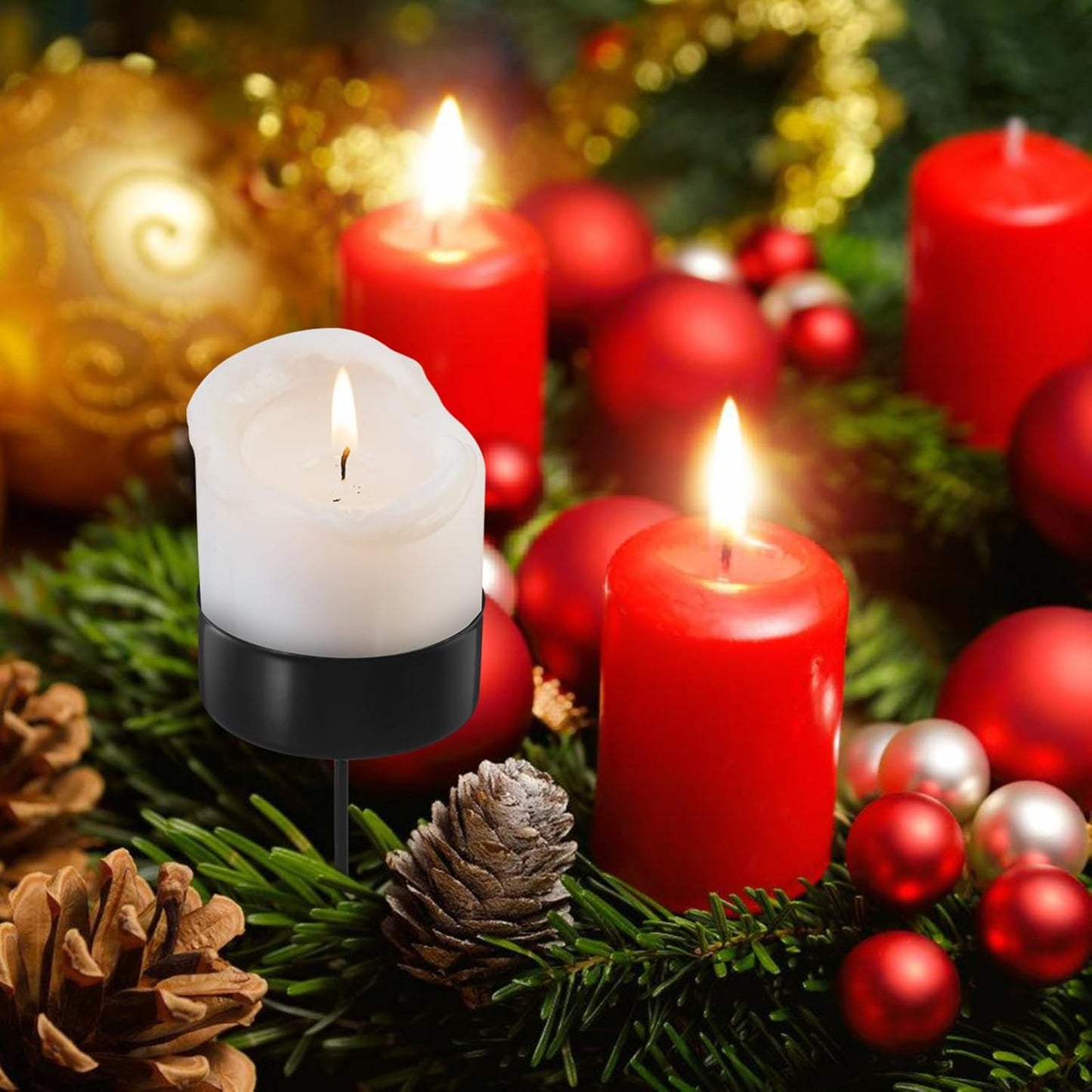 Veemoon Candle Holder Stakes - 6pcs Heavy-Duty Taper Candlestick Holders for Table Centerpieces | Black