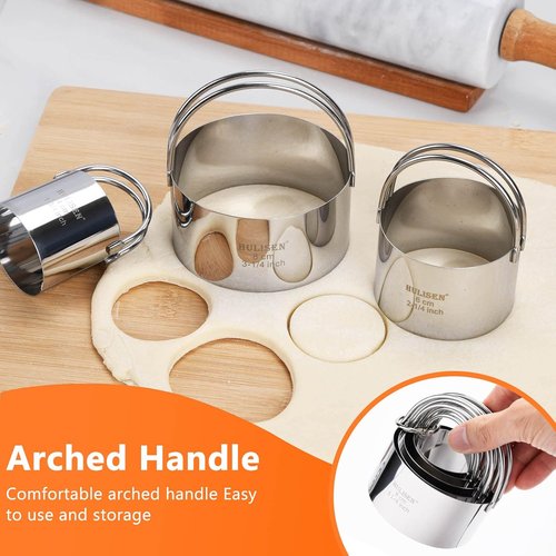HULISEN Stainless Steel Biscuit Cutter Set - Durable Pastry Scraper & Dough Blender | Ergonomic Grip, 3-Piece Gift Set