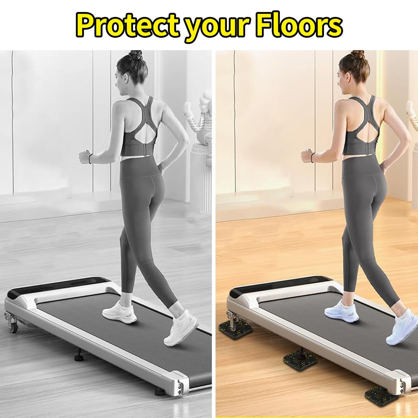 6 Pcs Walking Pad Mat with High Density Rubber for Protect Floors, Noise Reduction, Prefect for Portable Walking Pad Treadmill for Home, Non Slip, Anti Vibration