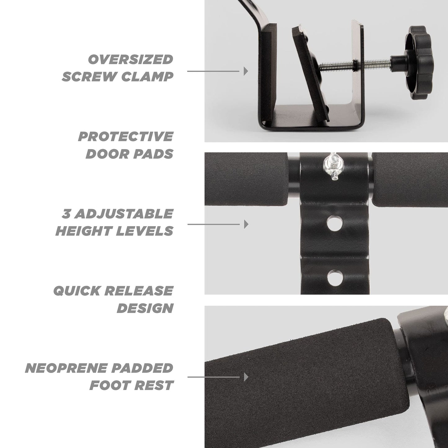 Phoenix Fitness RY848 Unisex Door Sit-Up Bar - Doorway Sports Crunch Bar for Abdominal Exercises Adjustable Levels and Padded Ankle Bar, Black, M