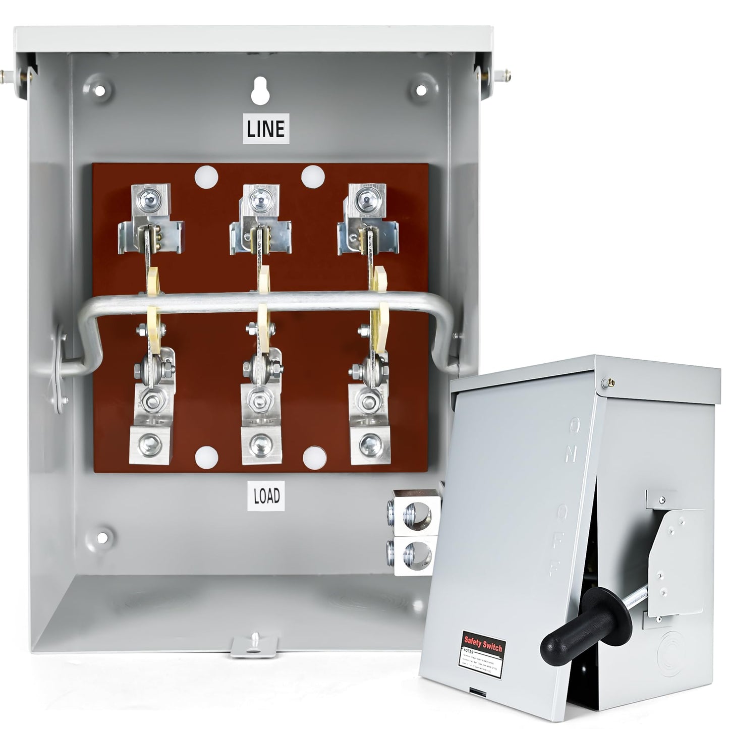 100-Amp, 3 Pole 120V/240V General Safety Switch, Non-Fused AC Disconnect Switch Box, Outdoor&Indoor, NEMA-3R Enclosure, Anti Corrosion and Rust Prevention with Ground Kit (100A)