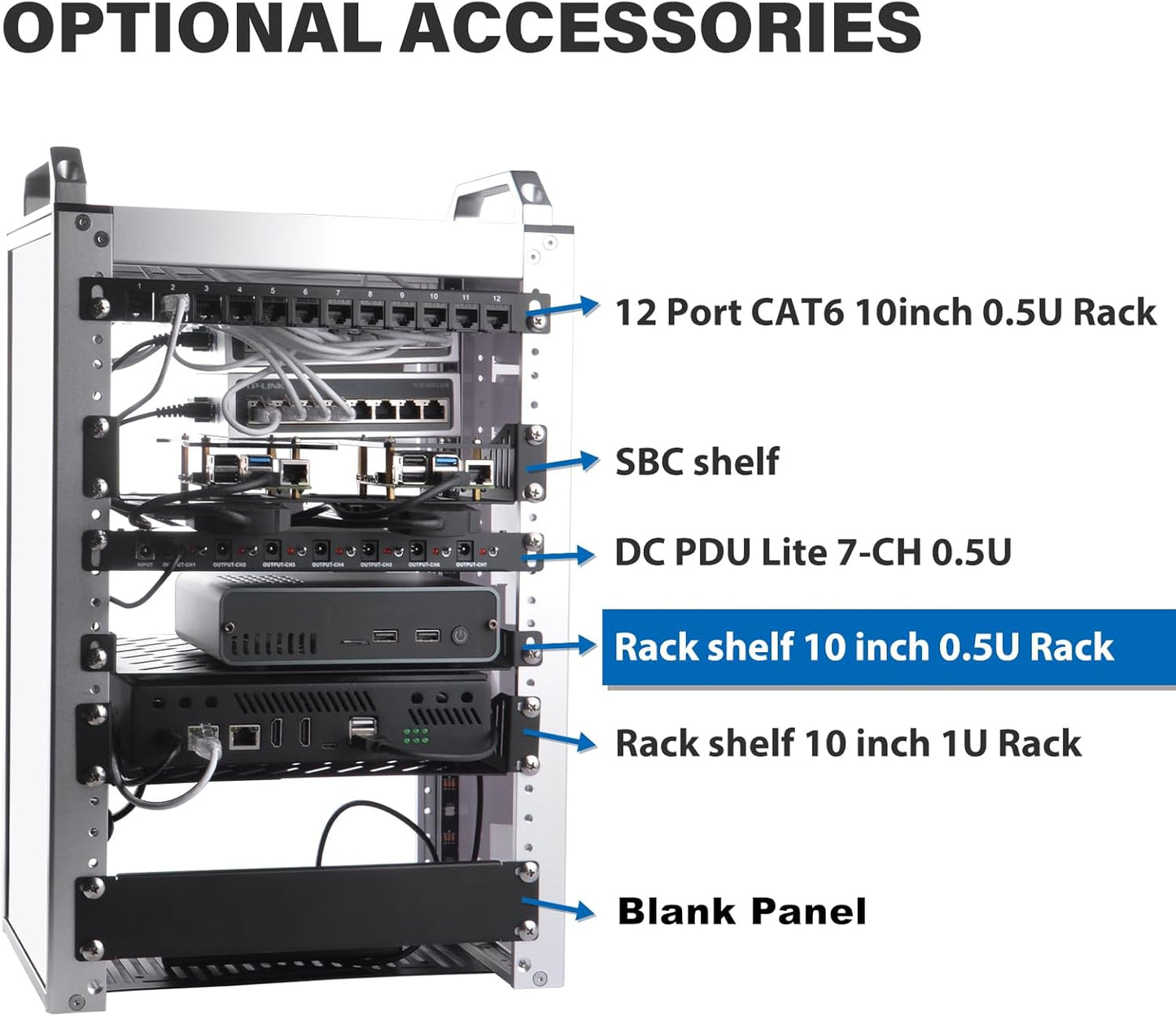 GeeekPi 0.5U 7.87" 10 Inch T1/T0 Server Rack Shelf, Depth Vented Rack Mount Cantilever Tray for Network Equipment Rack