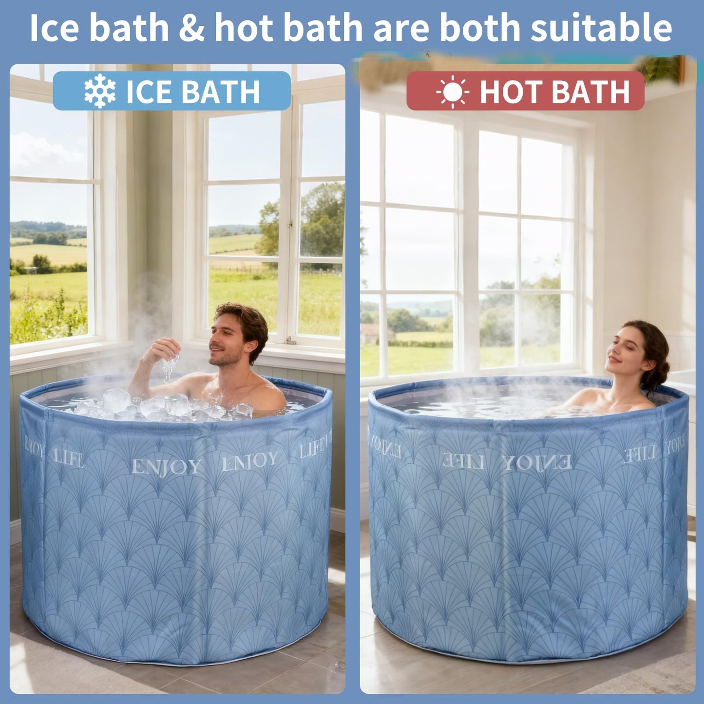 GENDLTHIJ Foldable Bath Tub for Adults, Large Foldable Hot Ice Plunge Tub for Recovery, Collapsible Hot Cold PlungeTub Suitable for Home Outdoors Gyms (Insulation)